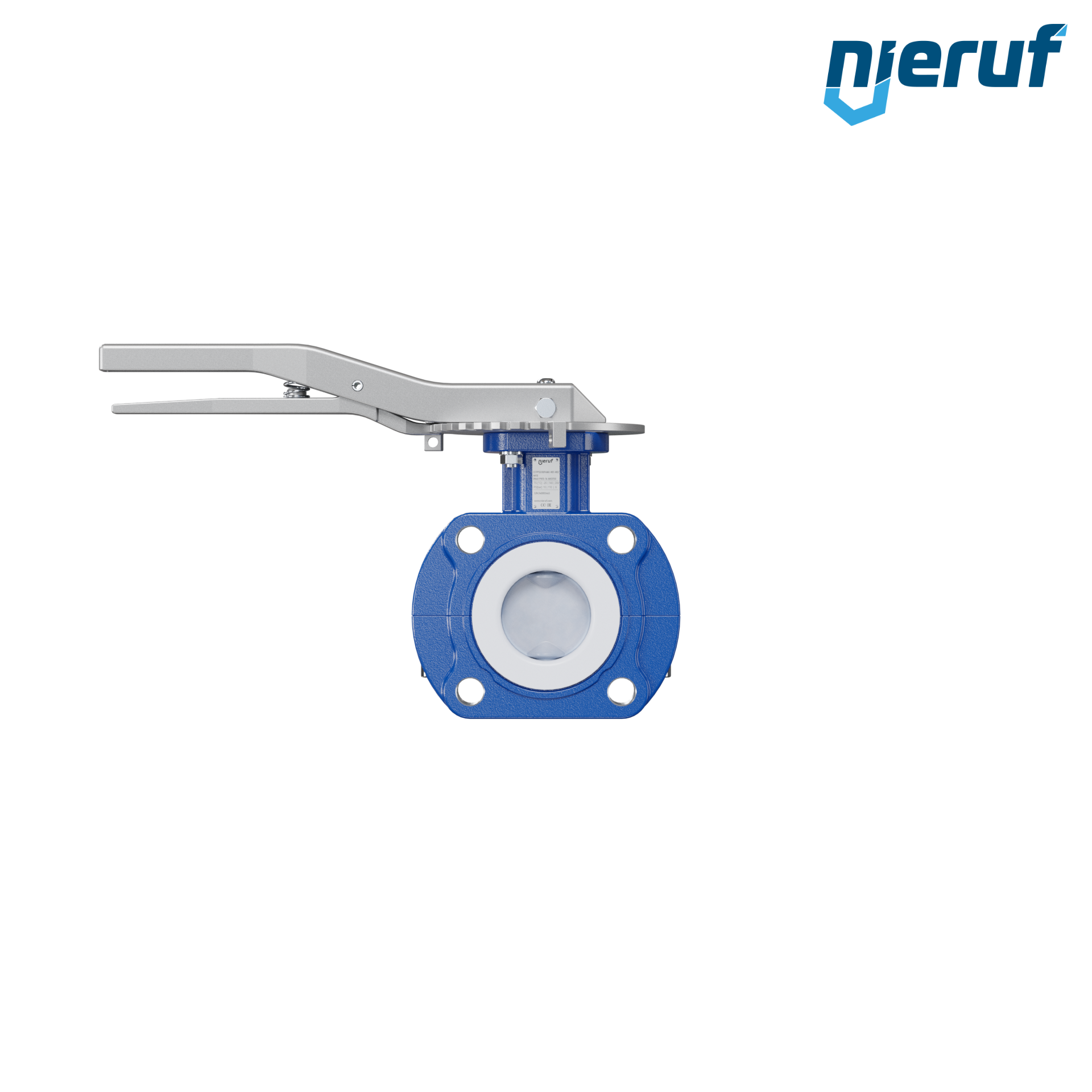 valvola a farfalla PFA PTFE AK10 DN40 PN10-PN16 leva inserto in FKM