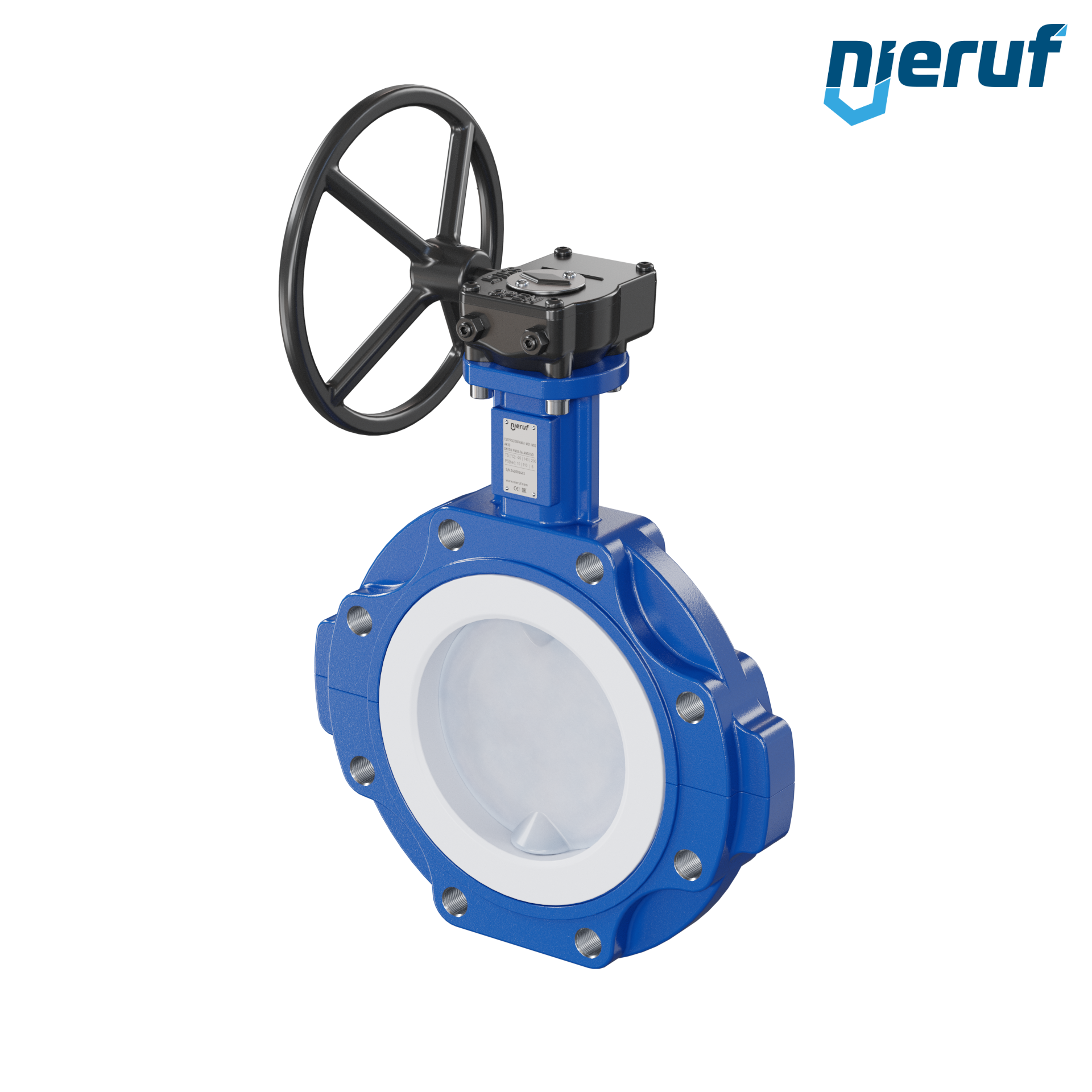 valvola a farfalla PFA PTFE AK10 DN150 ANSI150 volantino manuale inserto in FKM