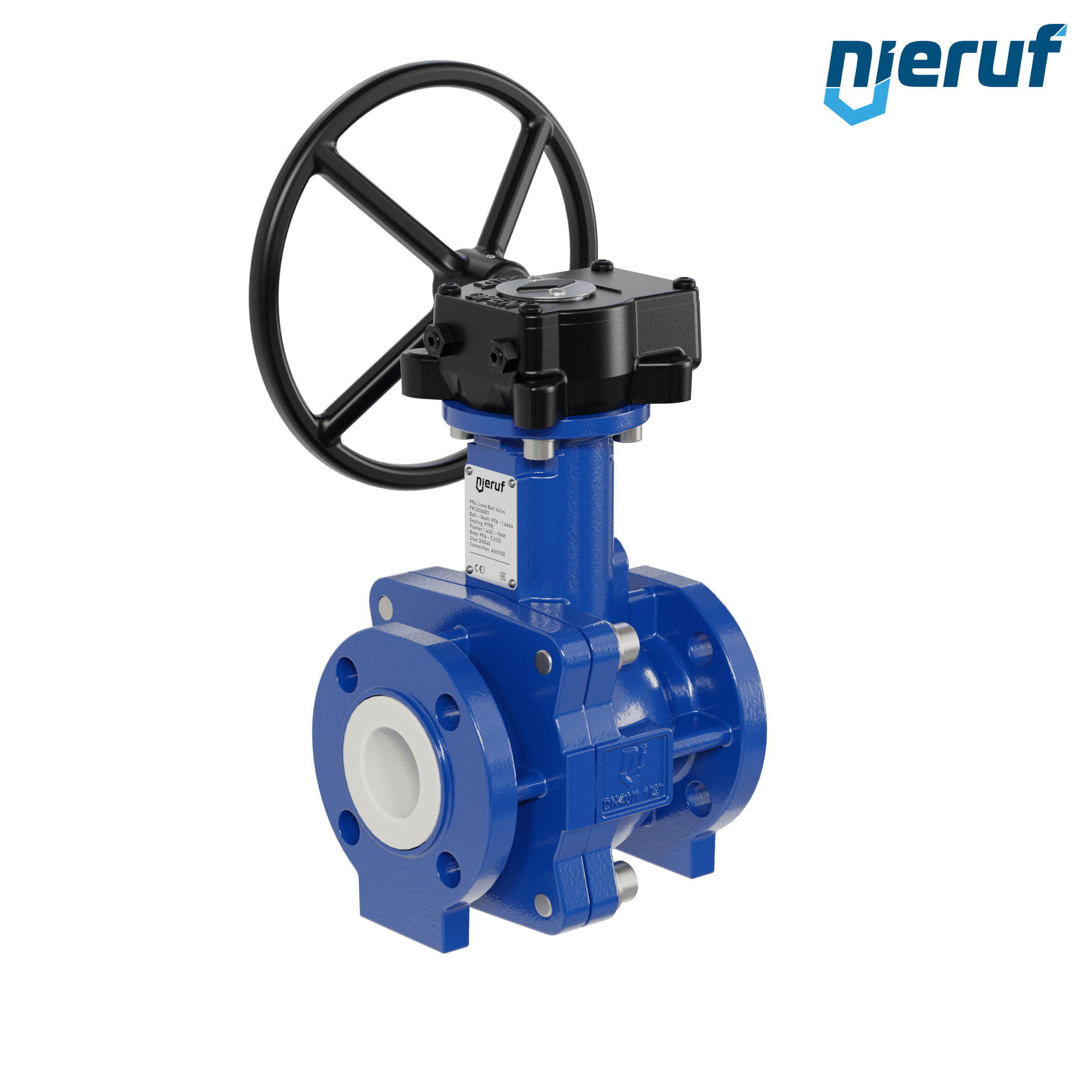 valvola a sfera flangiata PFA FK13 DN40 - 1 1/2" pollici ANSI 150 inghisa sferoidale 5.3103 con volantino manuale