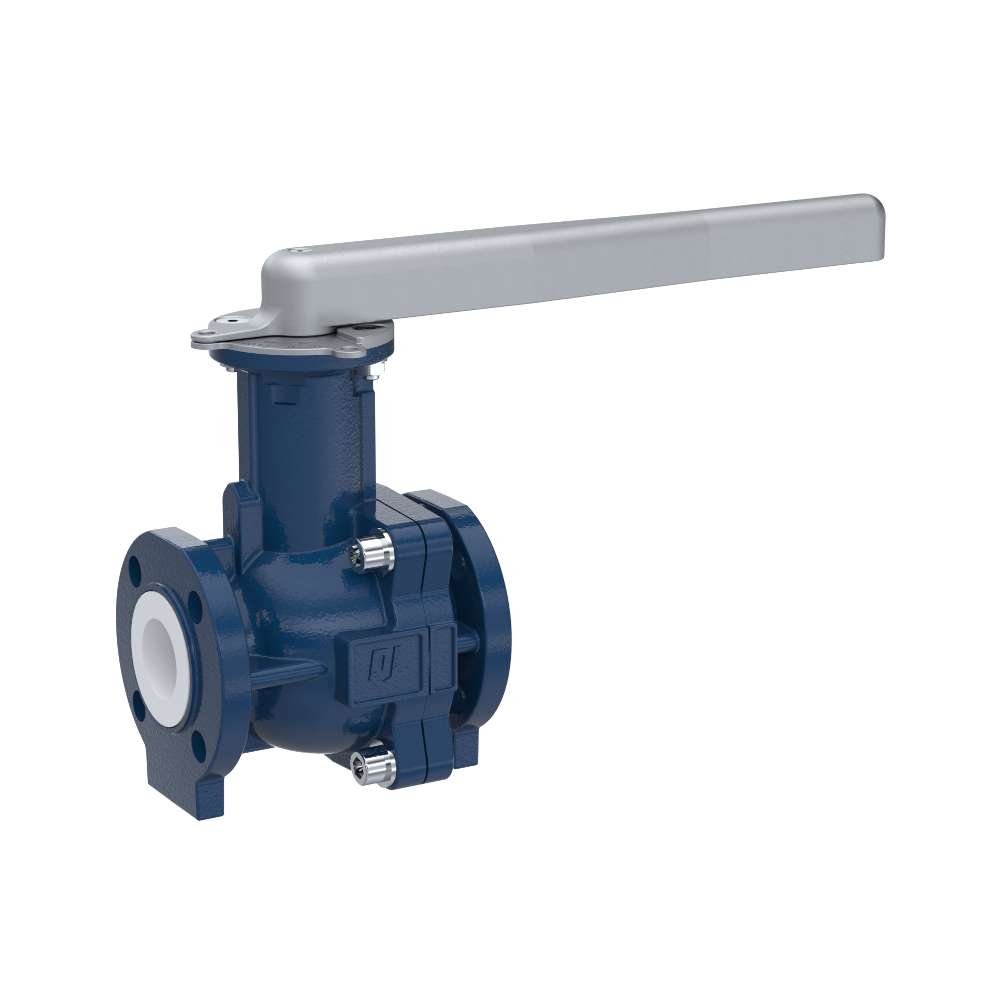 PFA-flange ball valve FK13 DN50 - 2" inch ANSI 150 made of spheroidal graphite cast iron with lever hand