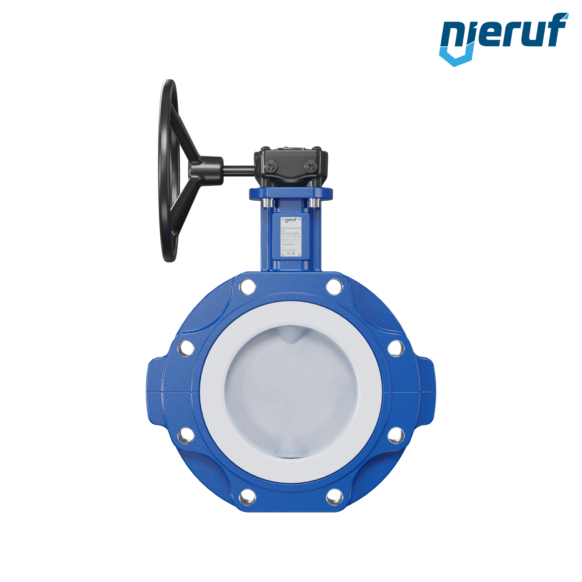 valvola a farfalla PFA PTFE AK10 DN150 ANSI150 volantino manuale inserto in FKM