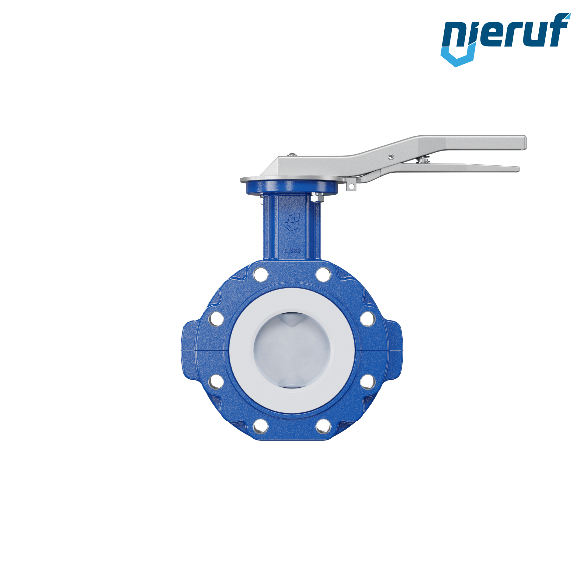 valvola a farfalla PFA PTFE AK10 DN80 PN10-PN16 leva inserto in FKM