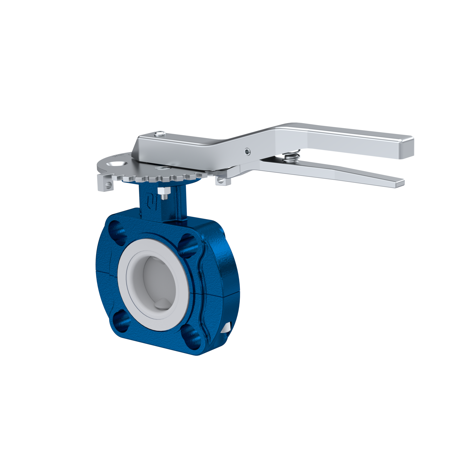 PFA-Butterfly-valve PTFE AK09 DN25 PN10-PN16 lever silicone insert
