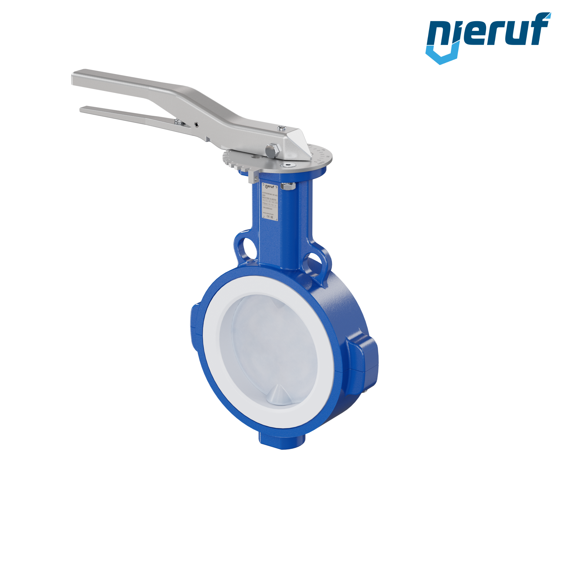 valvola a farfalla PFA PTFE AK09 DN125 ANSI150 leva inserto in FKM