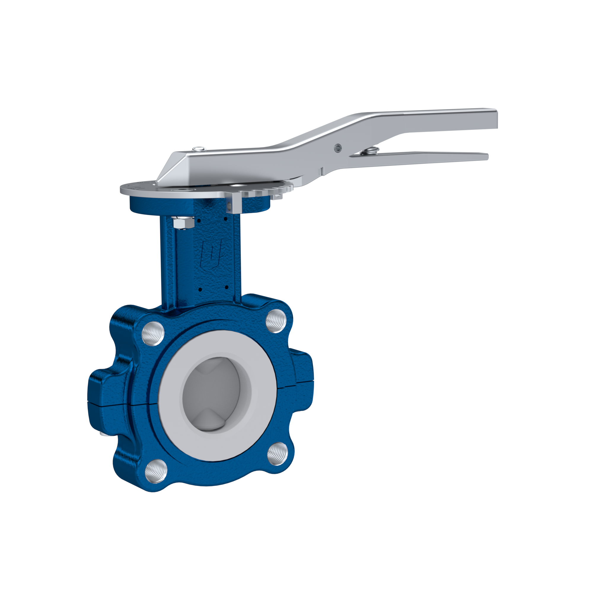 Przepustnica PFA PTFE AK10 DN50 PN10-PN16 dźwignia ręczna wkladka Silikon