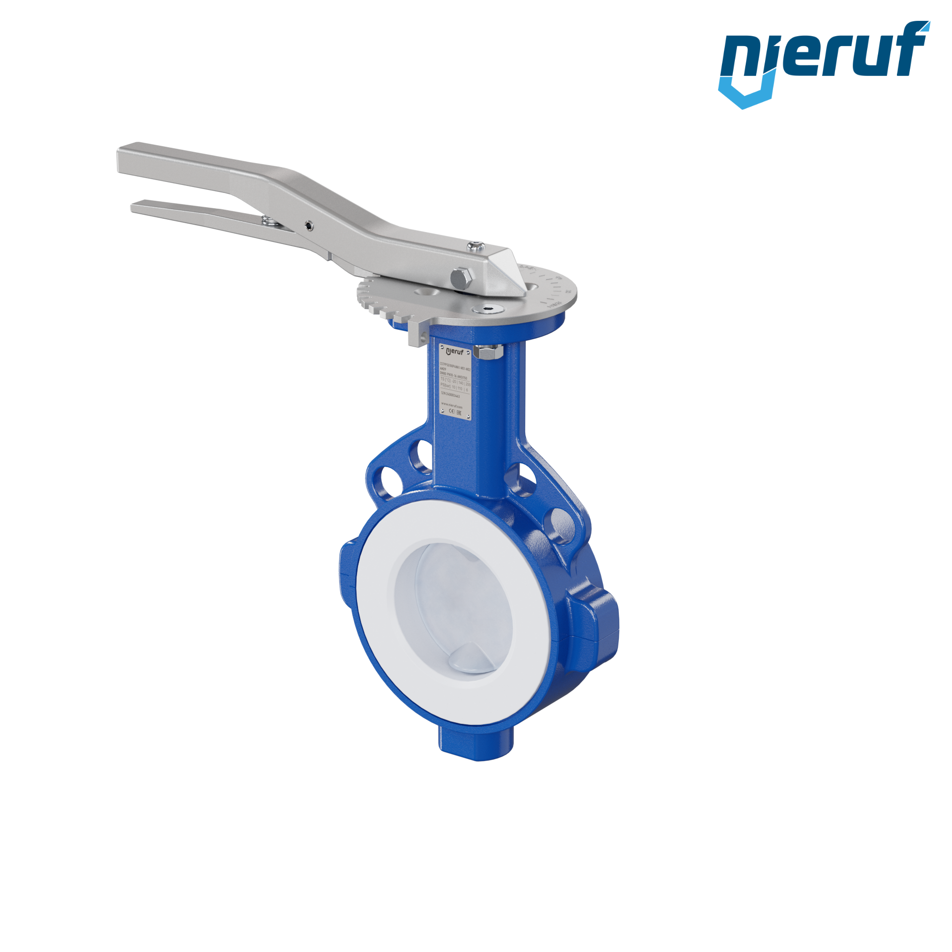 valvola a farfalla PFA PTFE AK09 DN80 ANSI150 leva inserto in FKM