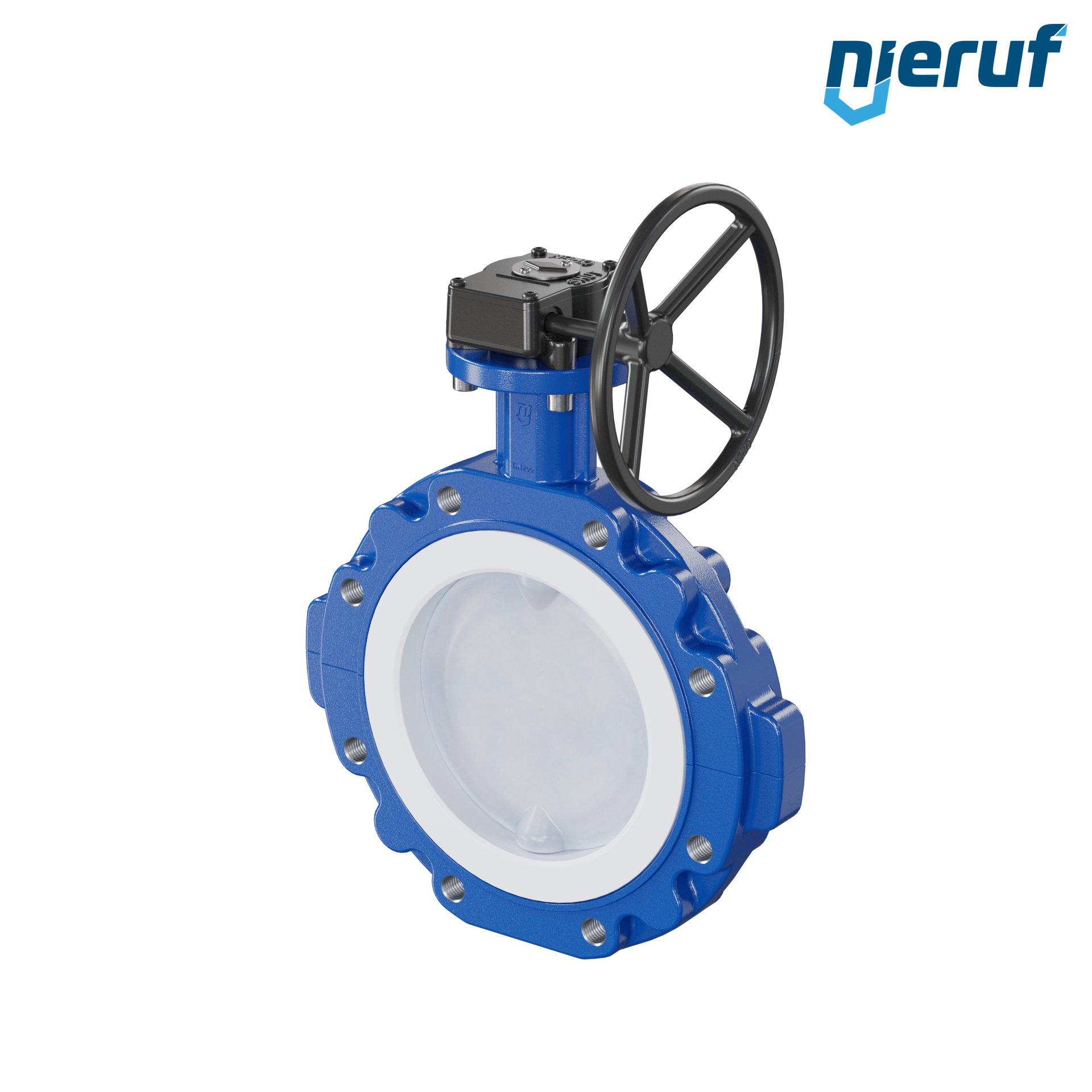 valvola a farfalla PFA PTFE AK10 DN200 PN10 volantino manuale inserto in FKM
