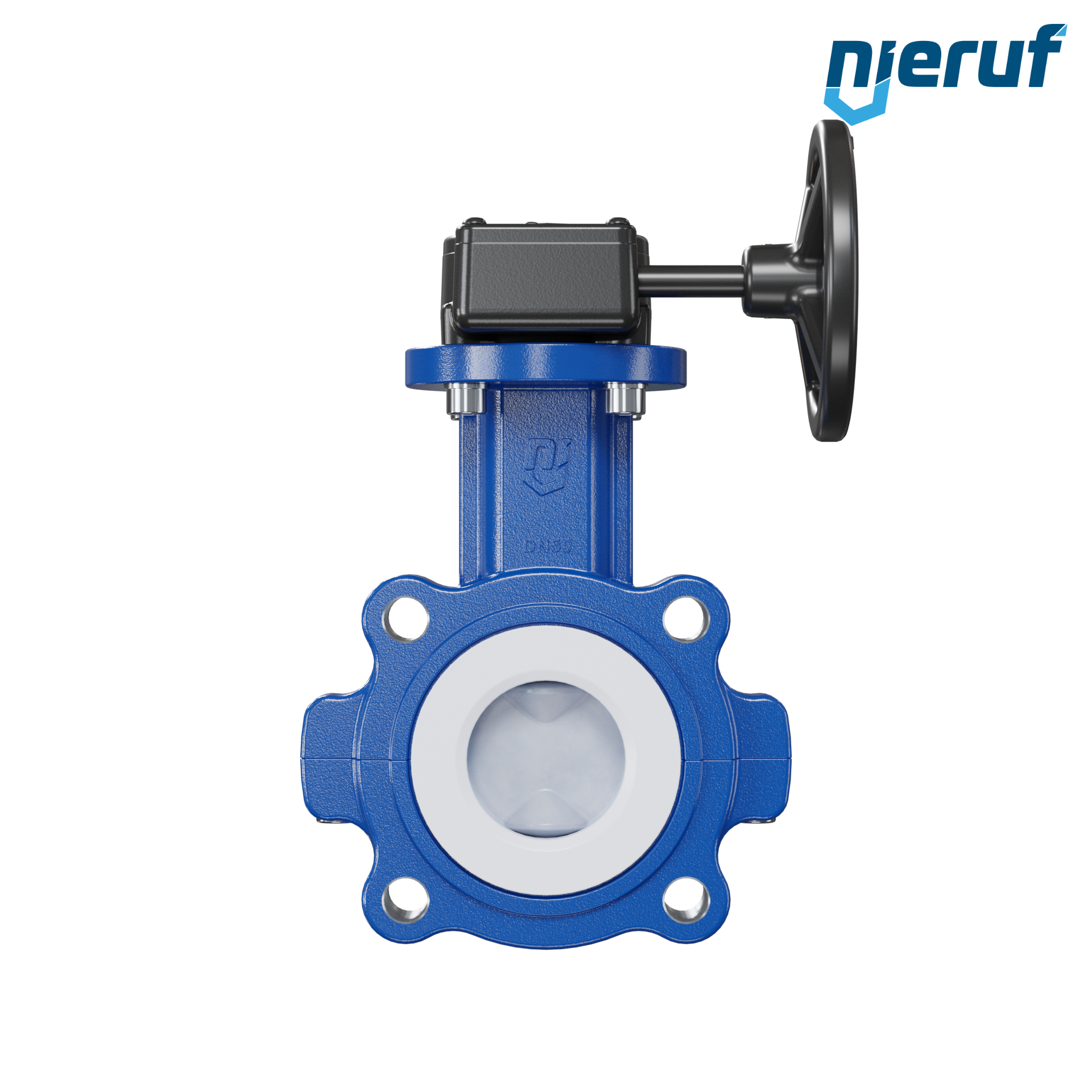 valvola a farfalla PFA PTFE AK10 DN50 PN10-PN16 volantino manuale inserto in FKM