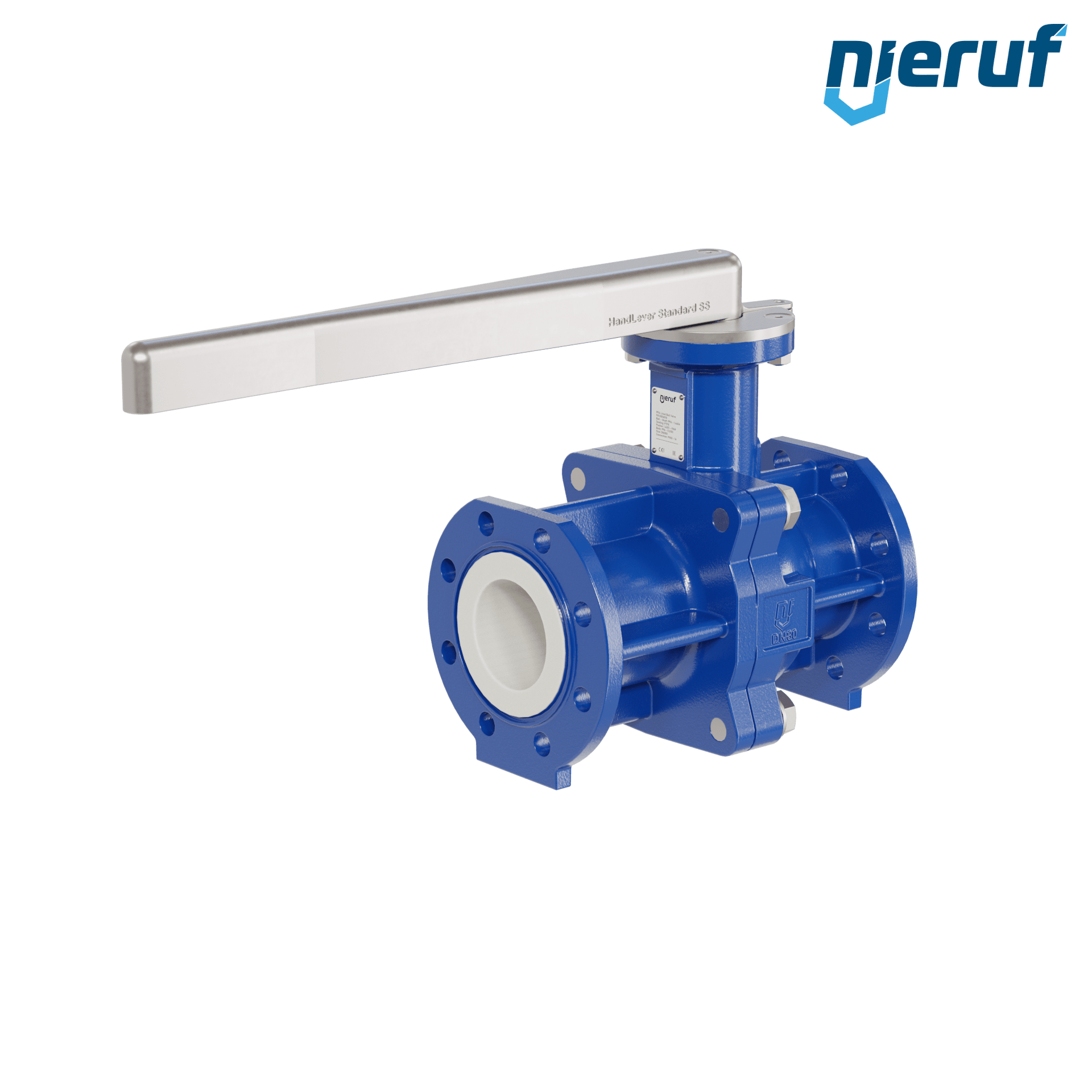 valvola a sfera flangiata PFA FK13 DN80 - 3" pollici PN10/16 in ghisa sferoidale 5.3103 con leva in acciaio