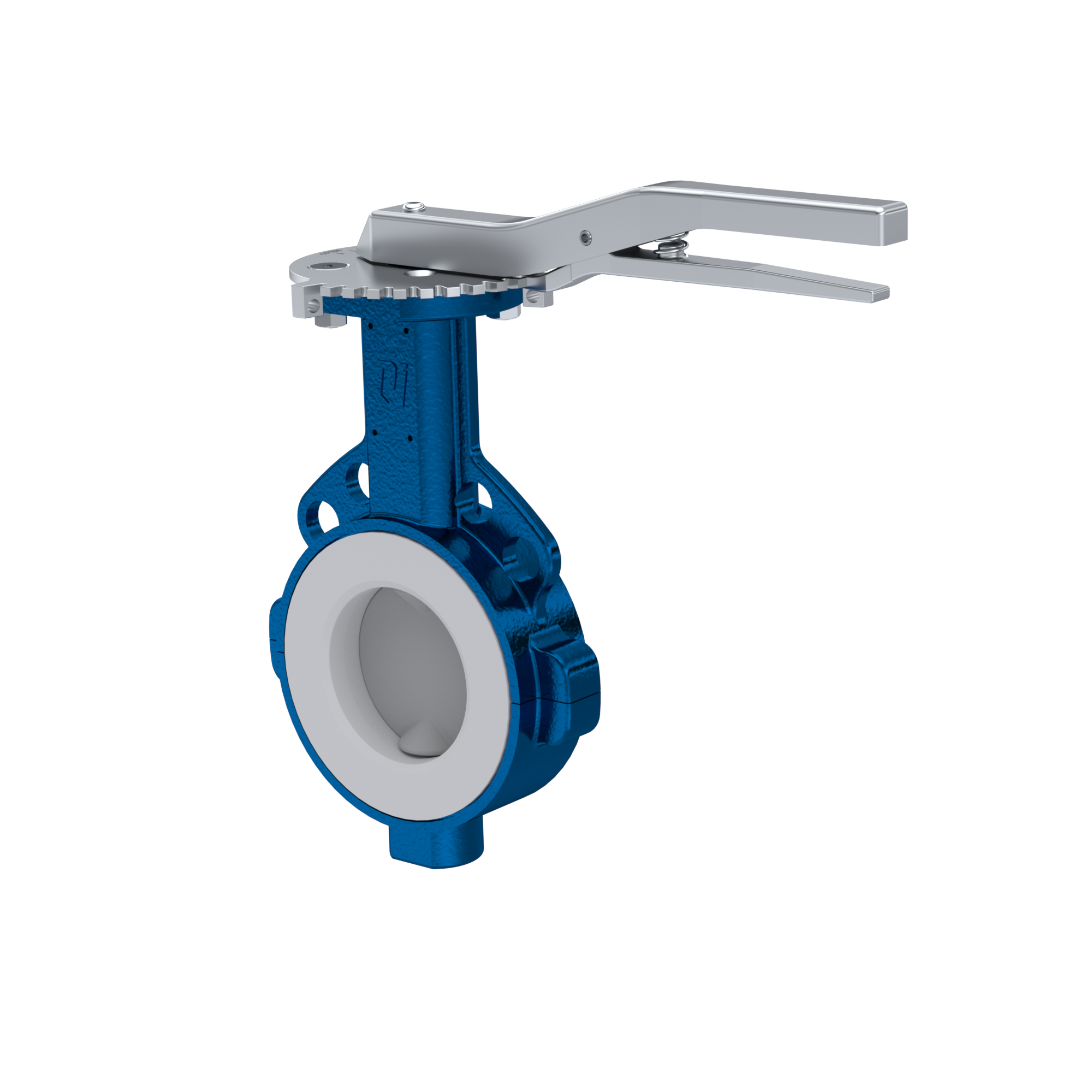 PFA-Butterfly-valve PTFE AK09 DN100 PN10-PN16 lever silicone insert