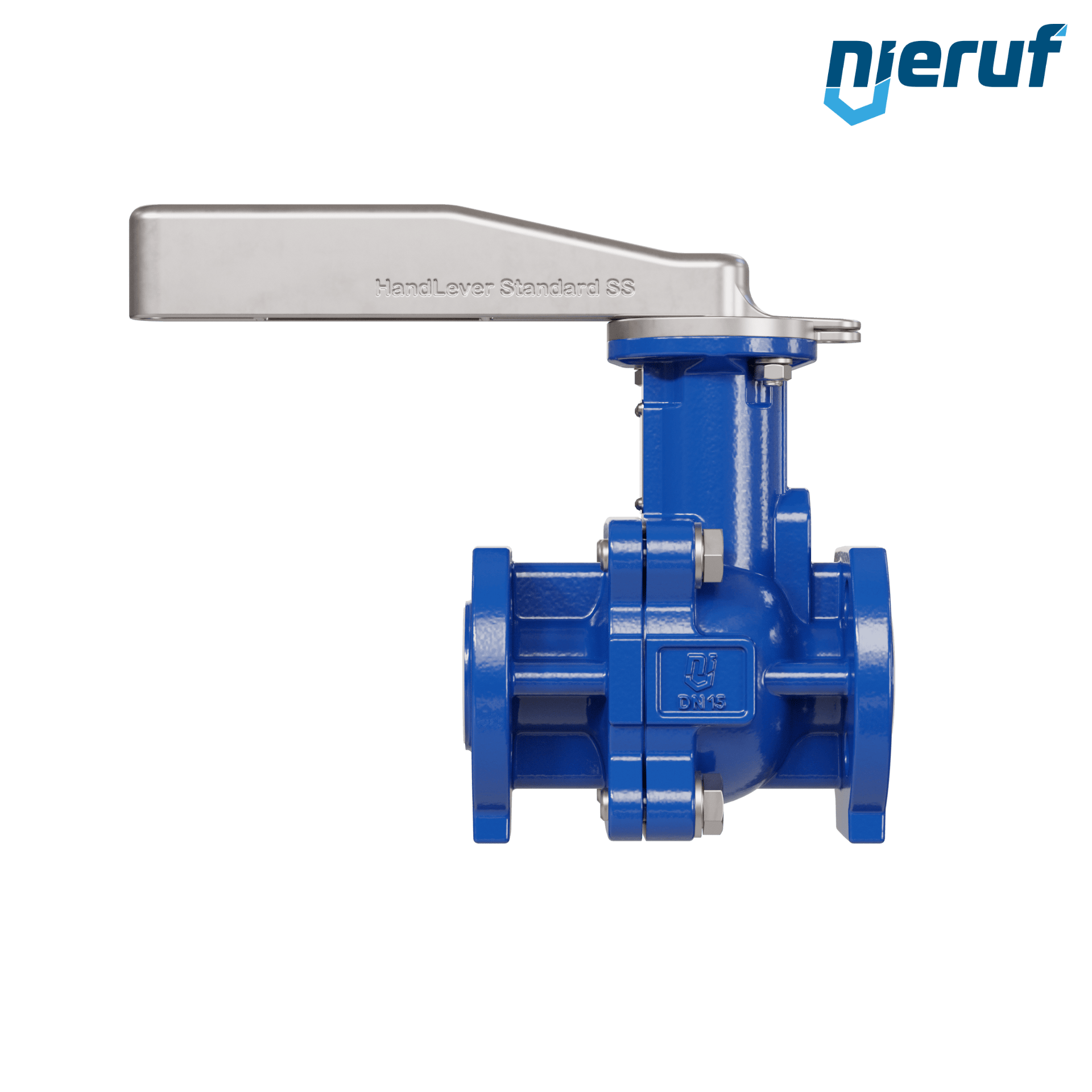 valvola a sfera flangiata PFA FK13 DN15 - 1/2" pollici PN10/16 in ghisa sferoidale 5.3103 con leva in acciaio