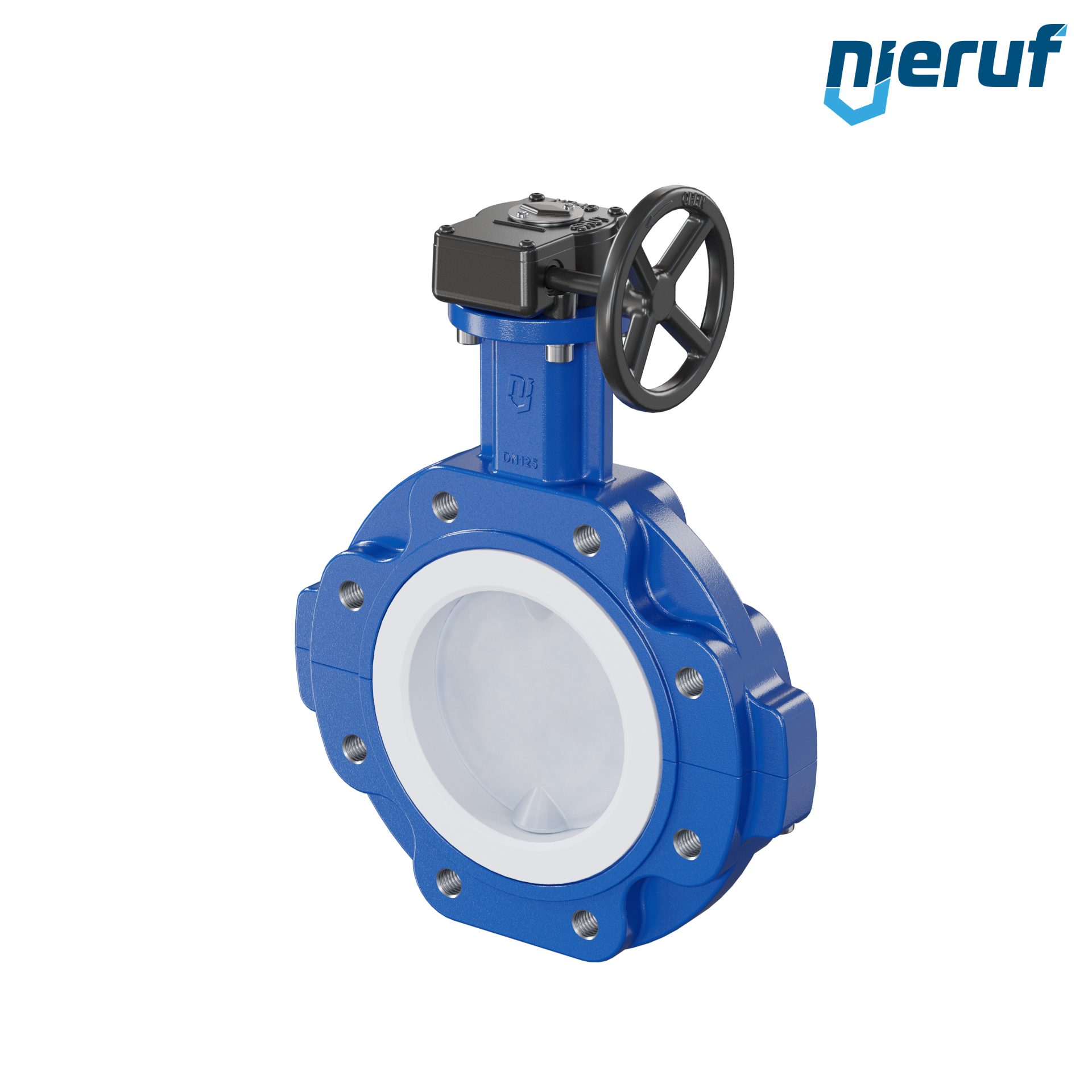 valvola a farfalla PFA PTFE AK10 DN125 PN10-PN16 volantino manuale inserto in FKM