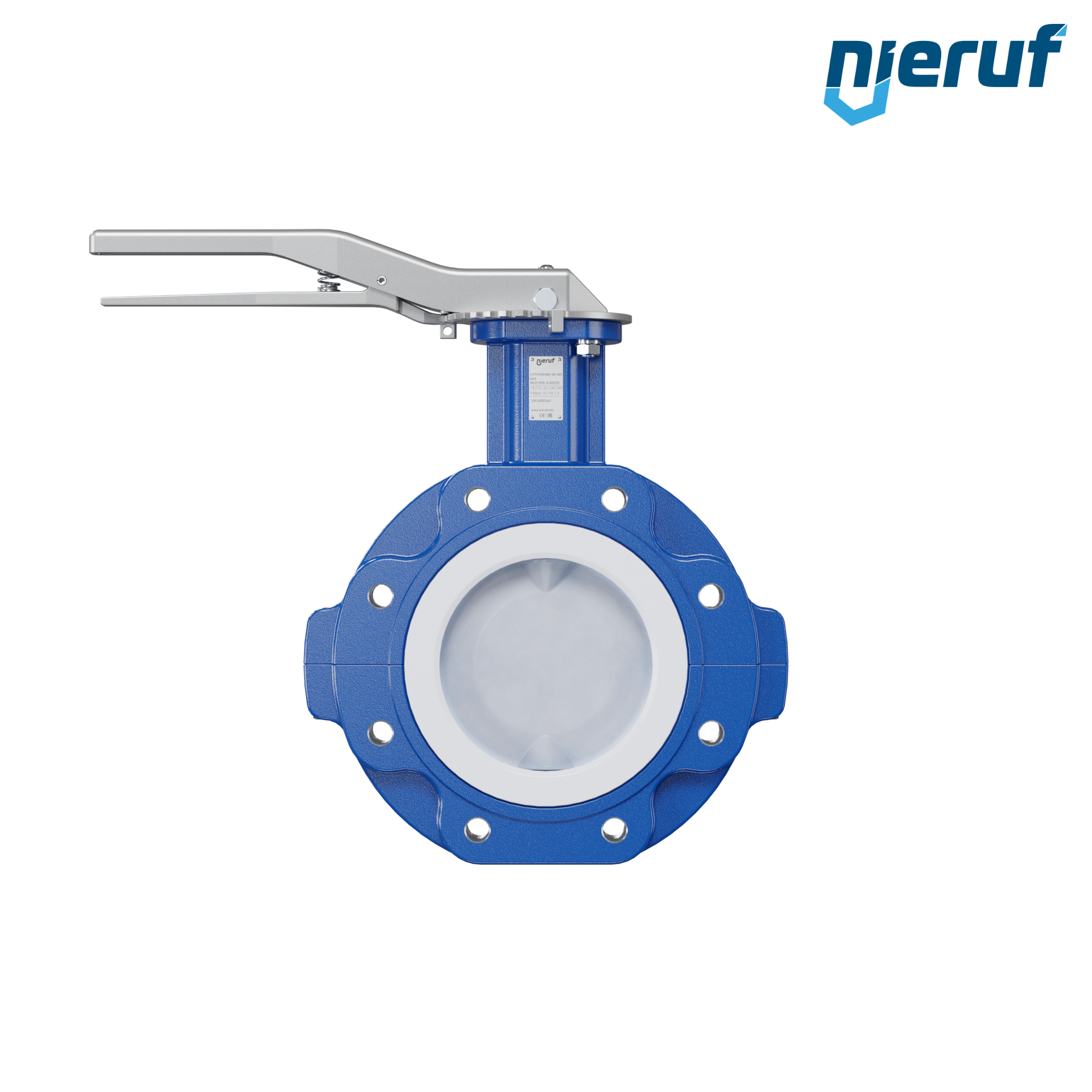 valvola a farfalla PFA PTFE AK10 DN125 PN10-PN16 leva inserto in FKM