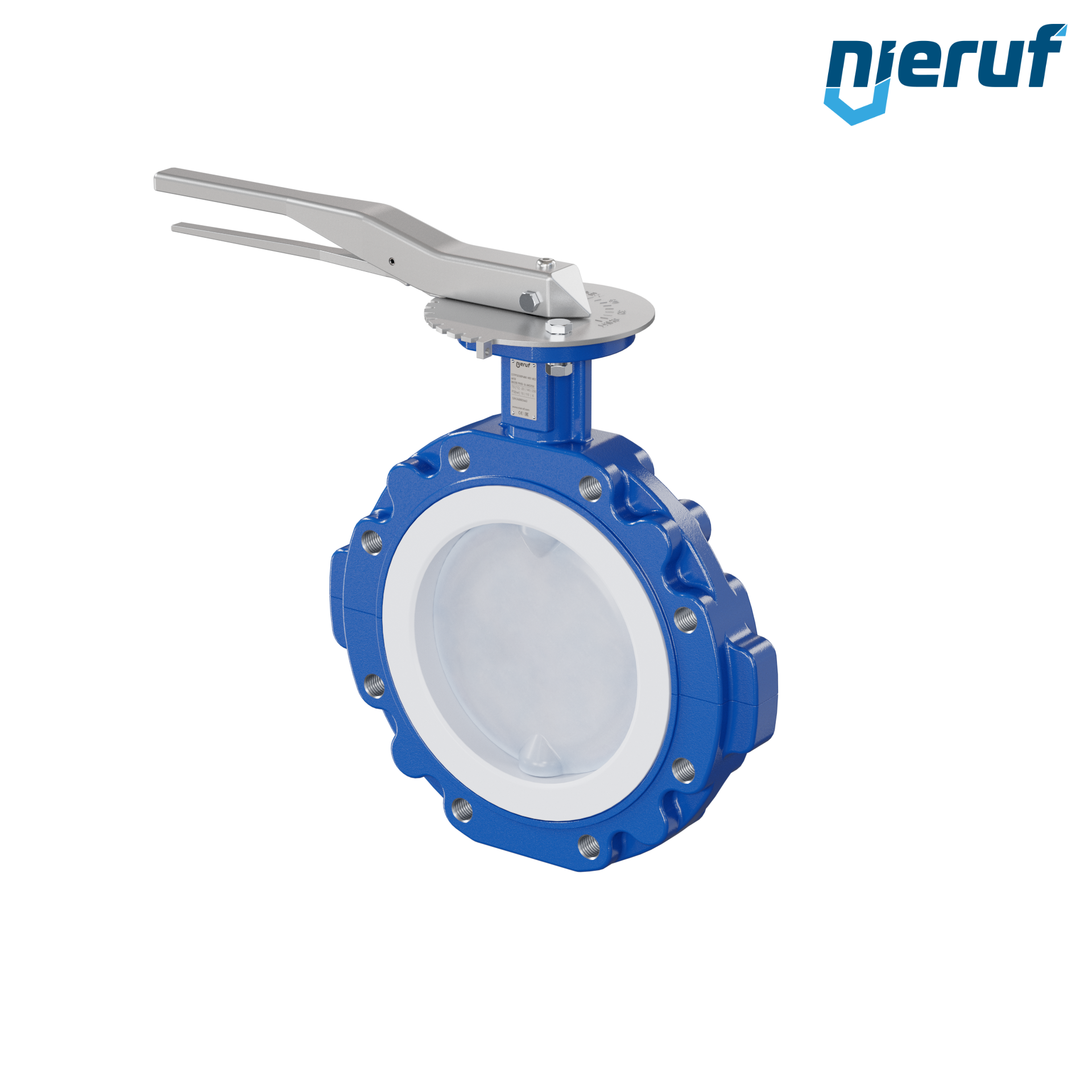 valvola a farfalla PFA PTFE AK10 DN200 PN10 leva inserto in FKM