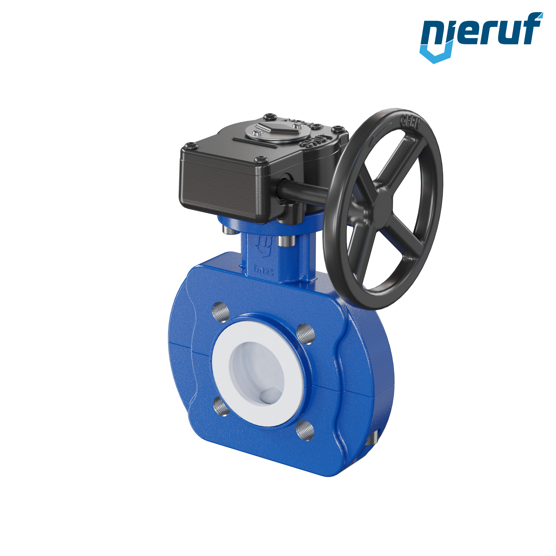 valvola a farfalla PFA PTFE AK10 DN25 ANSI150 volantino manuale inserto in FKM