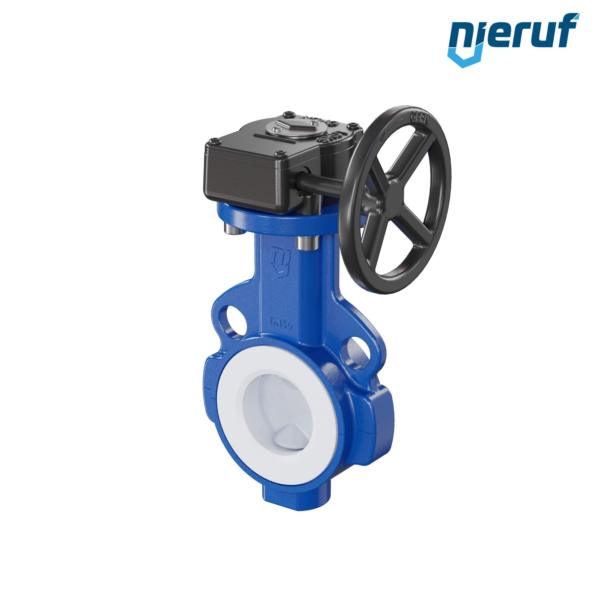 valvola a farfalla PFA PTFE AK09 DN50 ANSI150 volantino manuale inserto in FKM