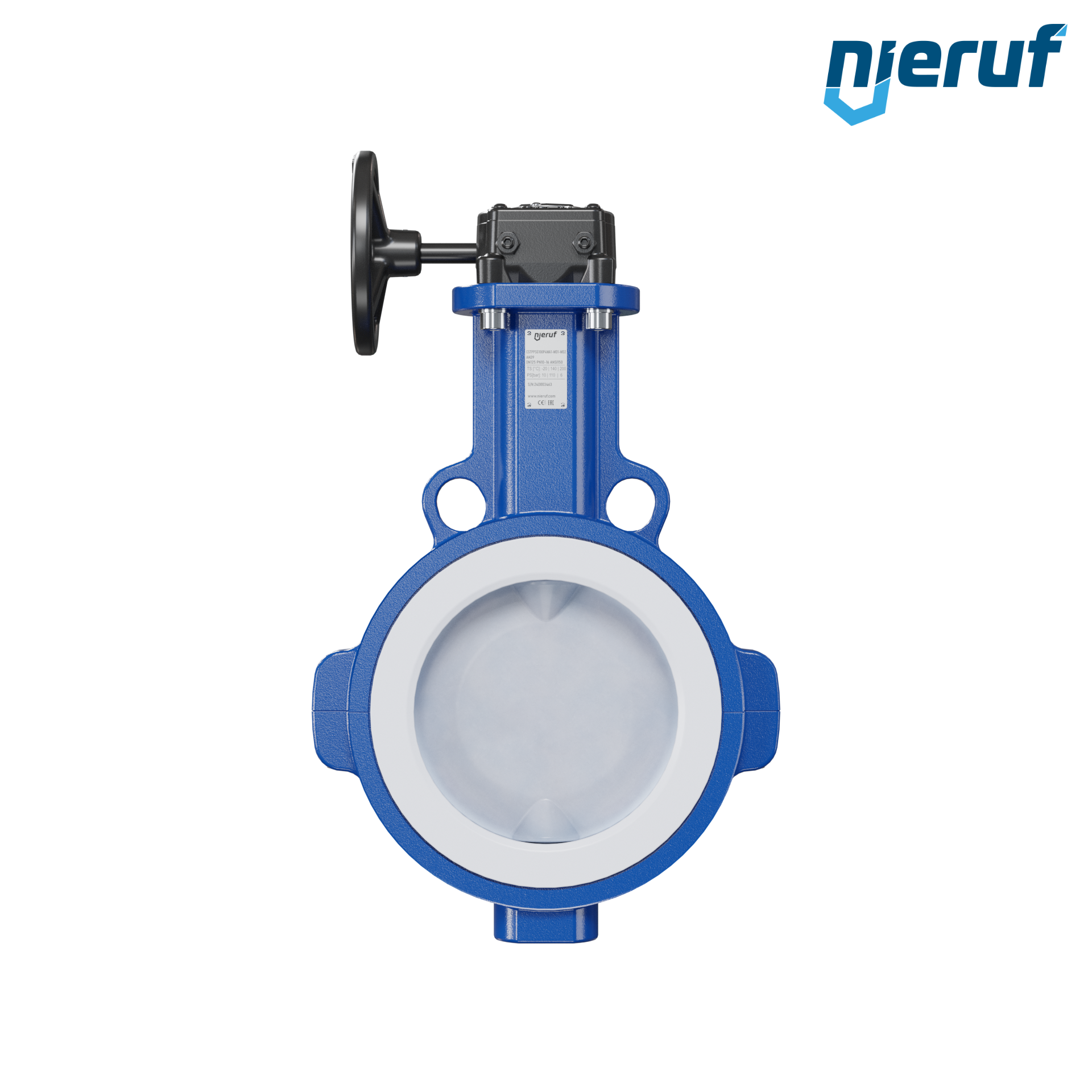 valvola a farfalla PFA PTFE AK09 DN125 ANSI150 volantino manuale inserto in FKM