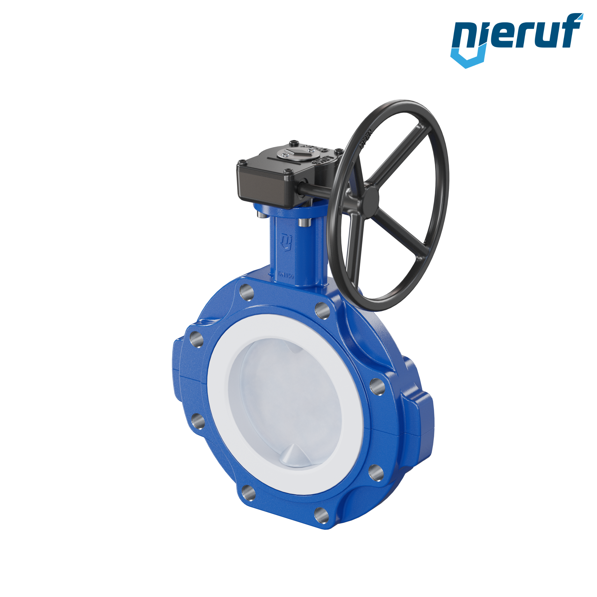 valvola a farfalla PFA PTFE AK10 DN150 ANSI150 volantino manuale inserto in FKM