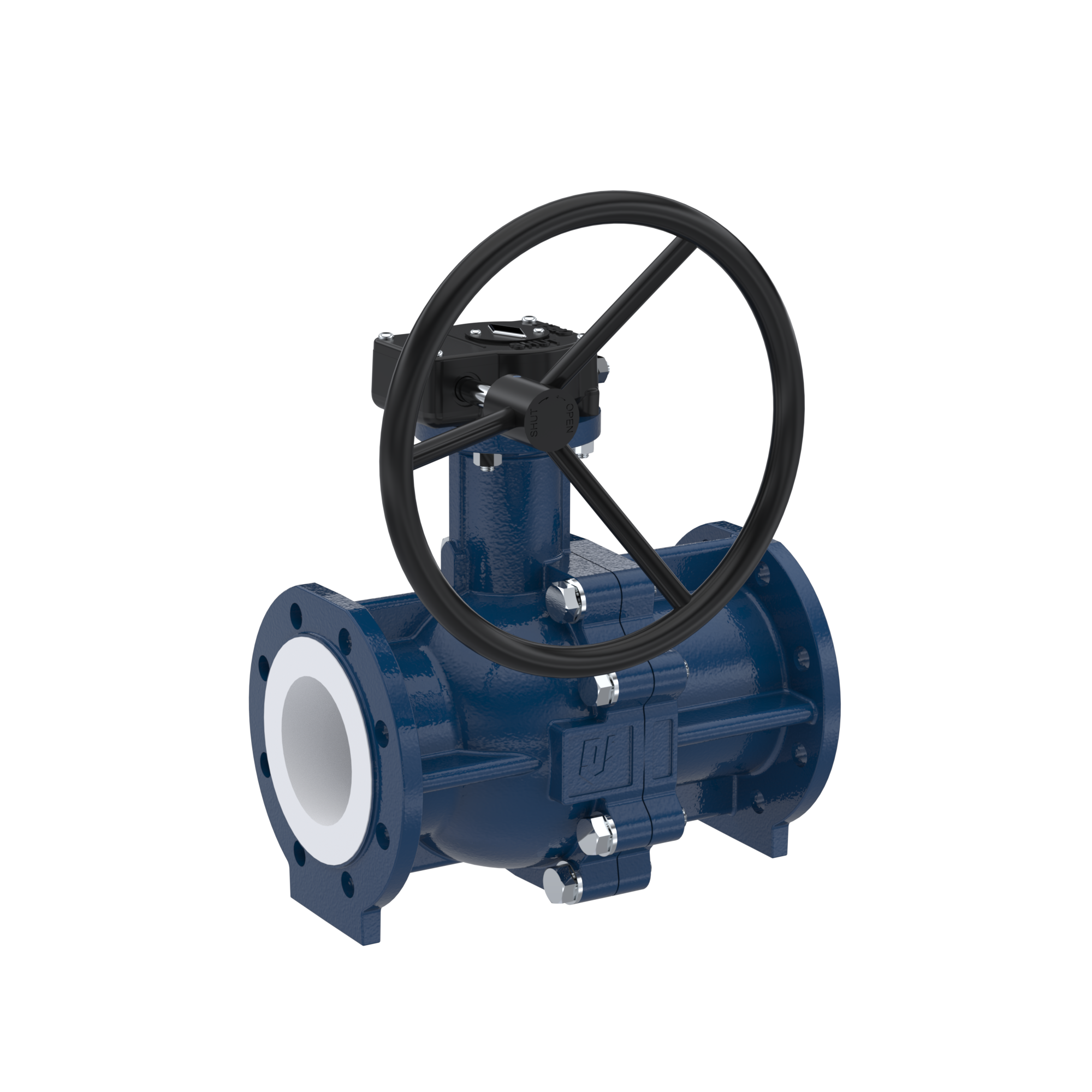 PFA-Flanschkugelhahn FK13 DN100 - 4" Zoll PN10/16 aus Sphäroguss mit Handgetriebe PFA-Flanschkugelhahn FK13 DN100 - 4" Zoll PN10/16 aus Sphäroguss mit Handgetriebe