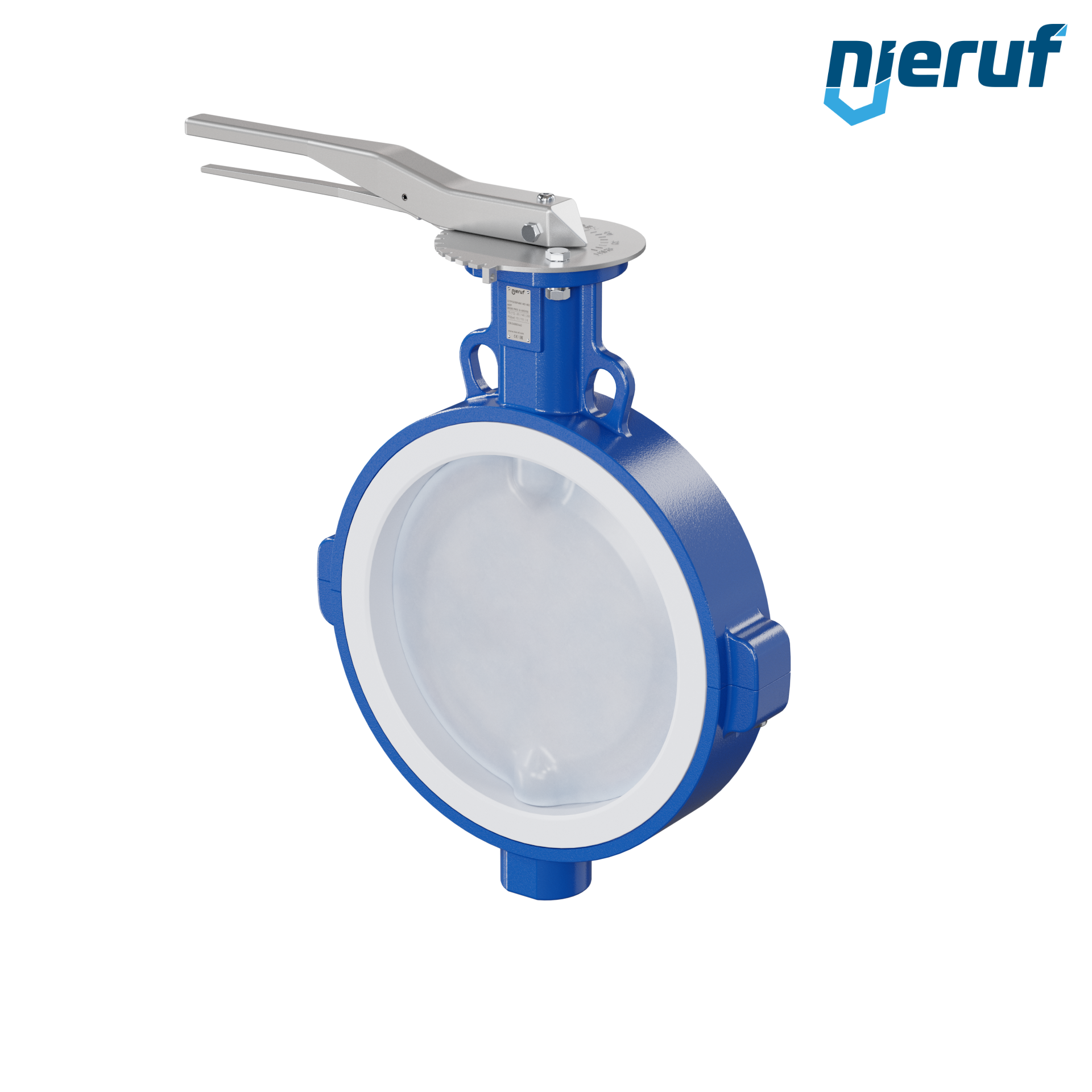 valvola a farfalla PFA PTFE AK09 DN300 PN10-PN16 leva inserto in FKM