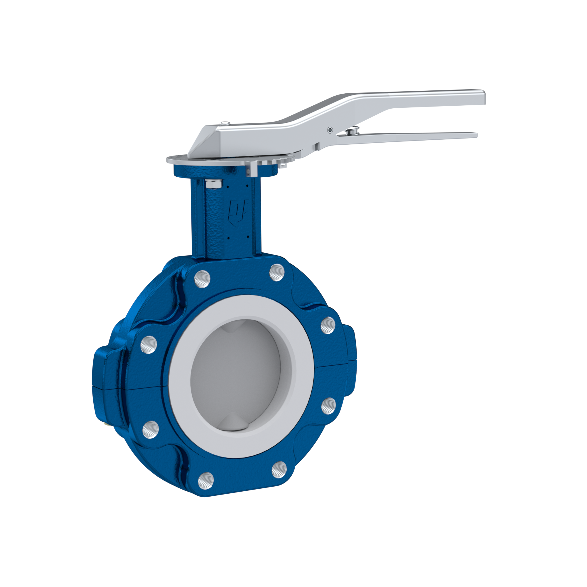 PFA-Butterfly-valve PTFE AK10 DN100 ANSI150 lever silicone insert
