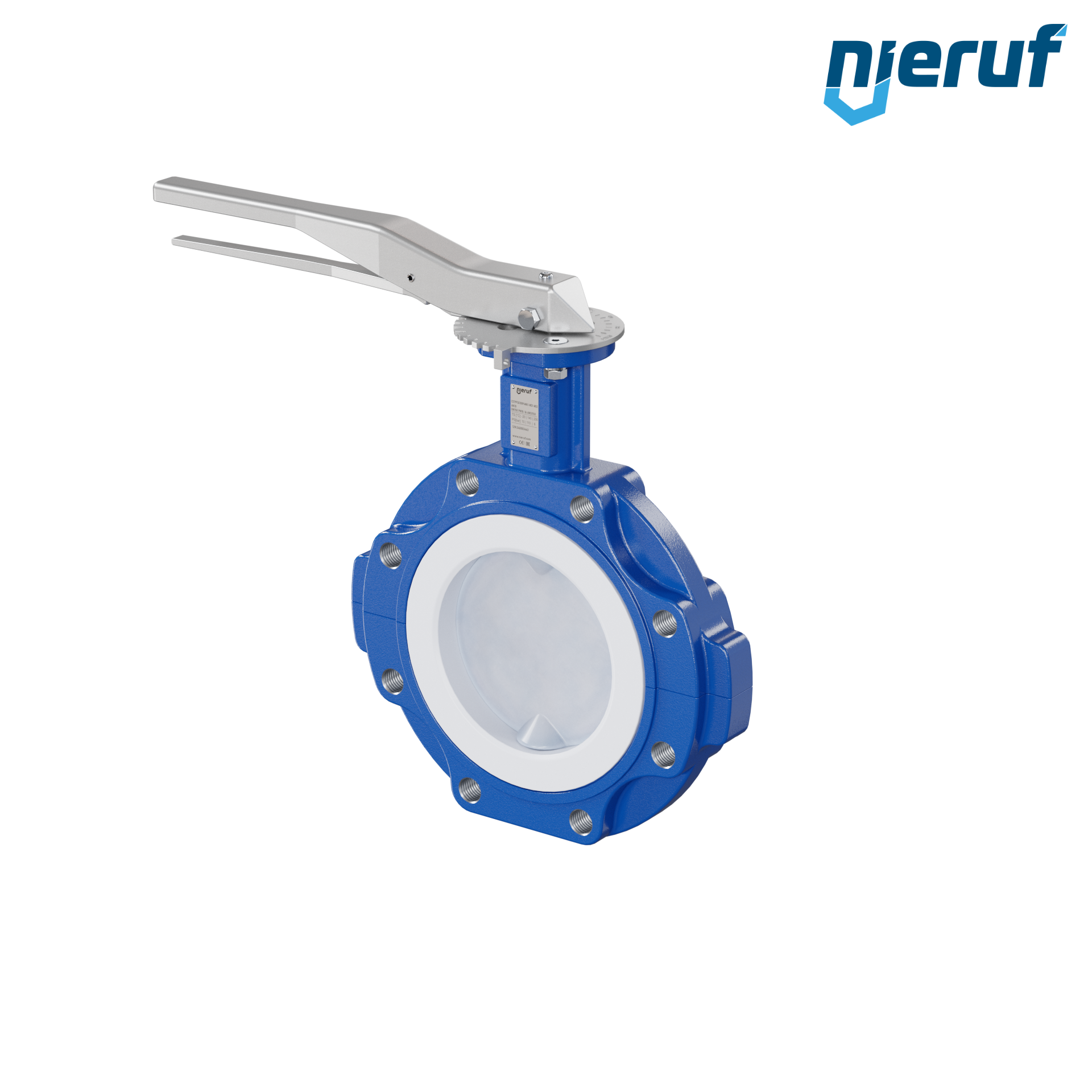 valvola a farfalla PFA PTFE AK10 DN150 PN10-PN16 leva inserto in FKM