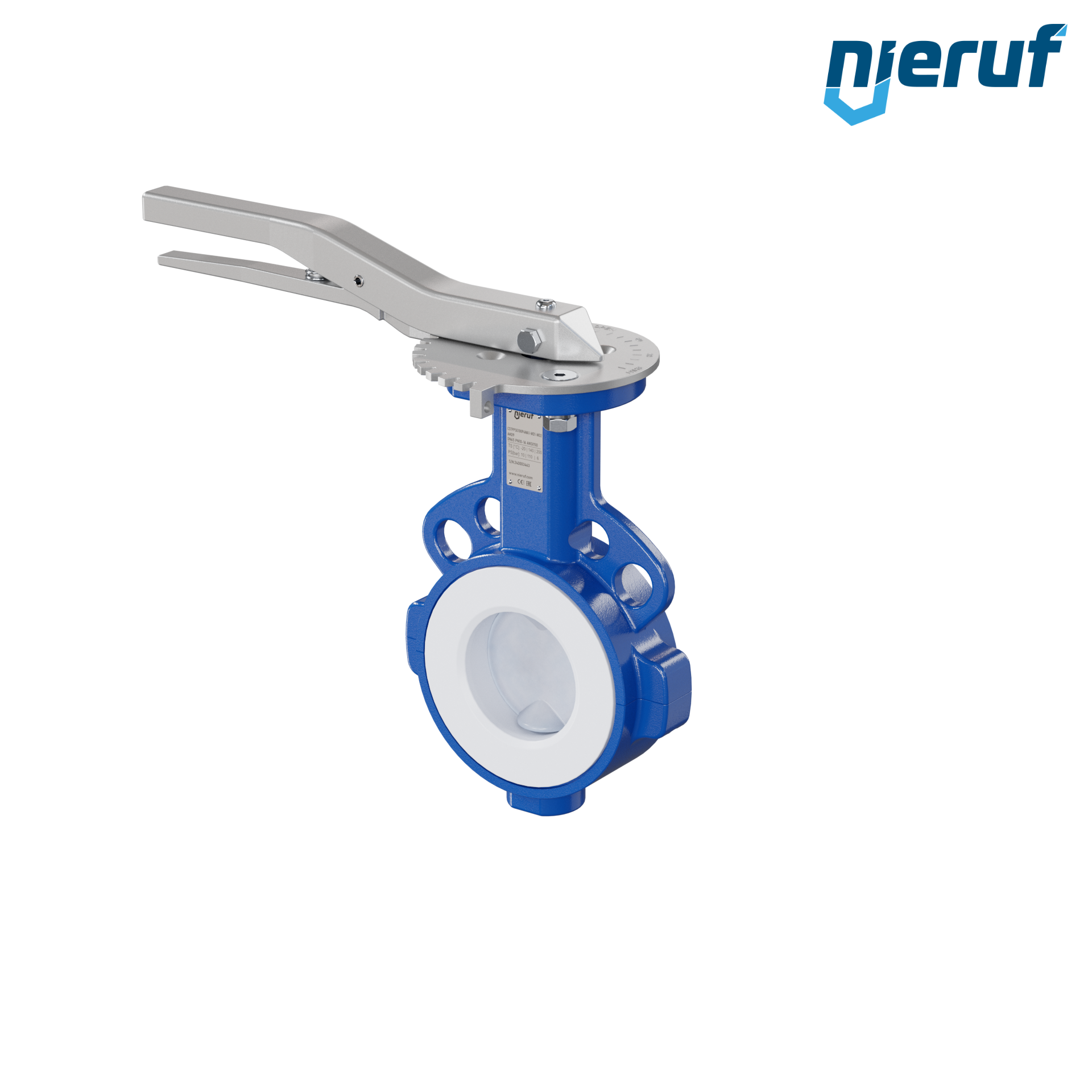 valvola a farfalla PFA PTFE AK09 DN65 ANSI150 leva inserto in FKM