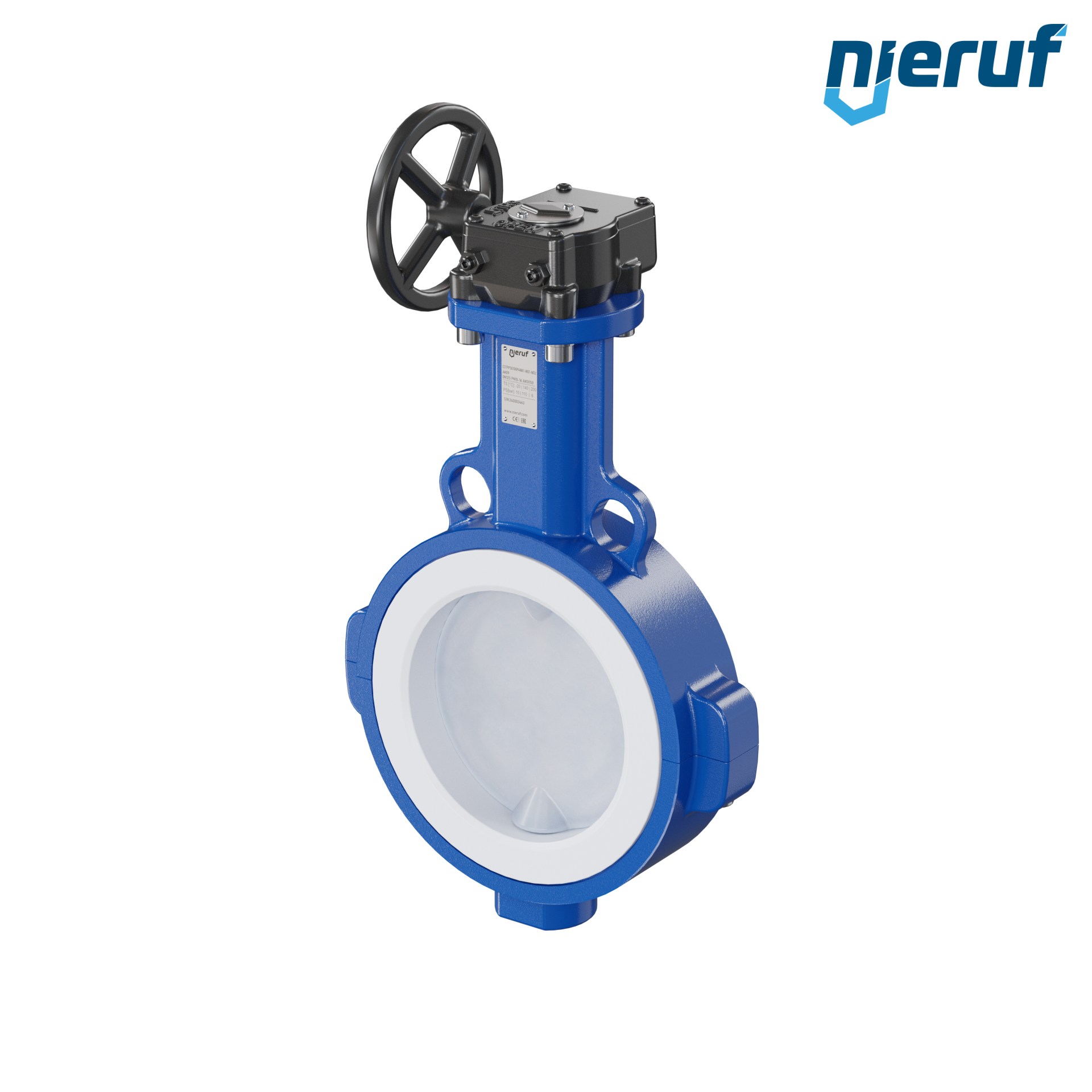 valvola a farfalla PFA PTFE AK09 DN125 ANSI150 volantino manuale inserto in FKM