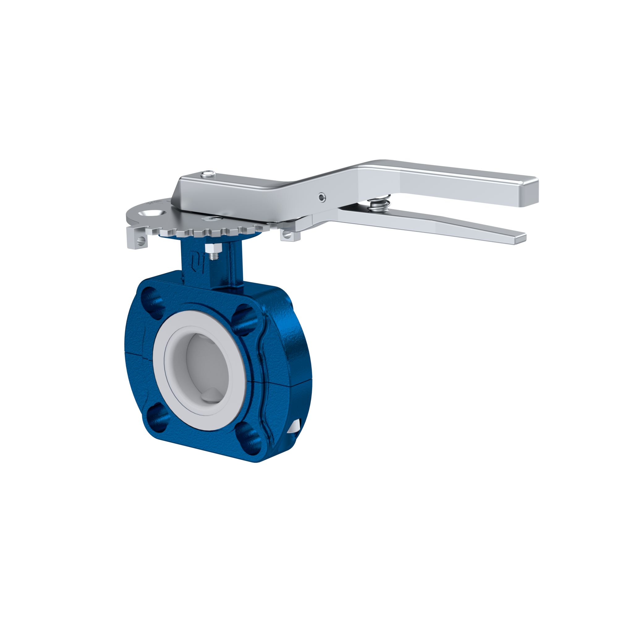 PFA-Absperrklappe PTFE AK09 DN40 PN10-PN16 Rasthebel EPDM Einlage PFA-Absperrklappe PTFE AK09 DN40 PN10-PN16 Rasthebel EPDM Einlage