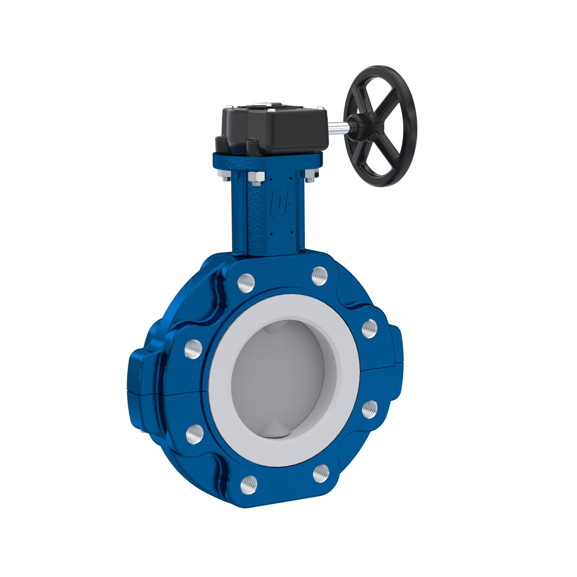 Butterfly-valve PTFE AK10 DN80 PN10-PN16 handwheel gearbox EPDM insert