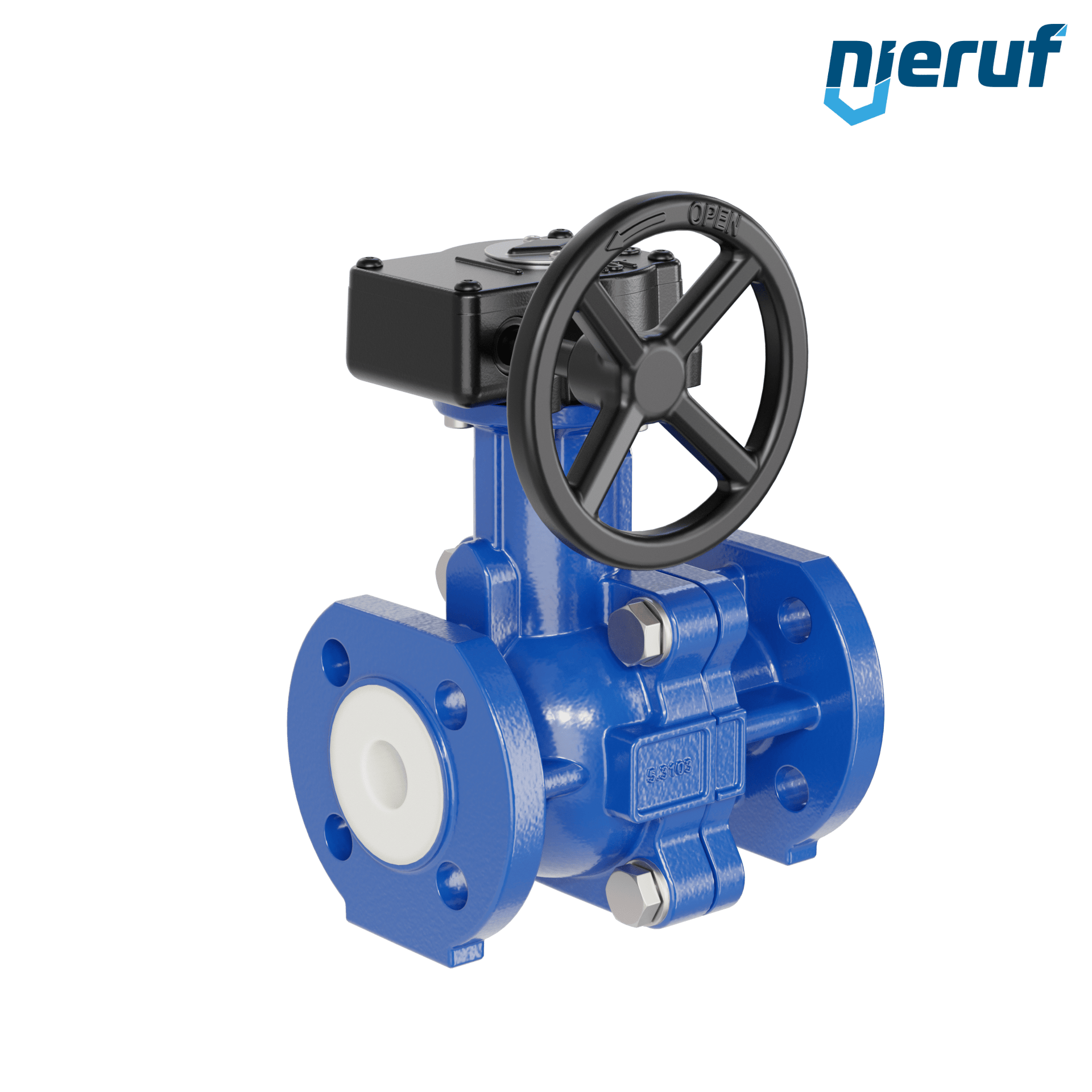 valvola a sfera flangiata PFA FK13 DN20 - 3/4" pollici PN10/16 in ghisa sferoidale 5.3103 con volantino manuale