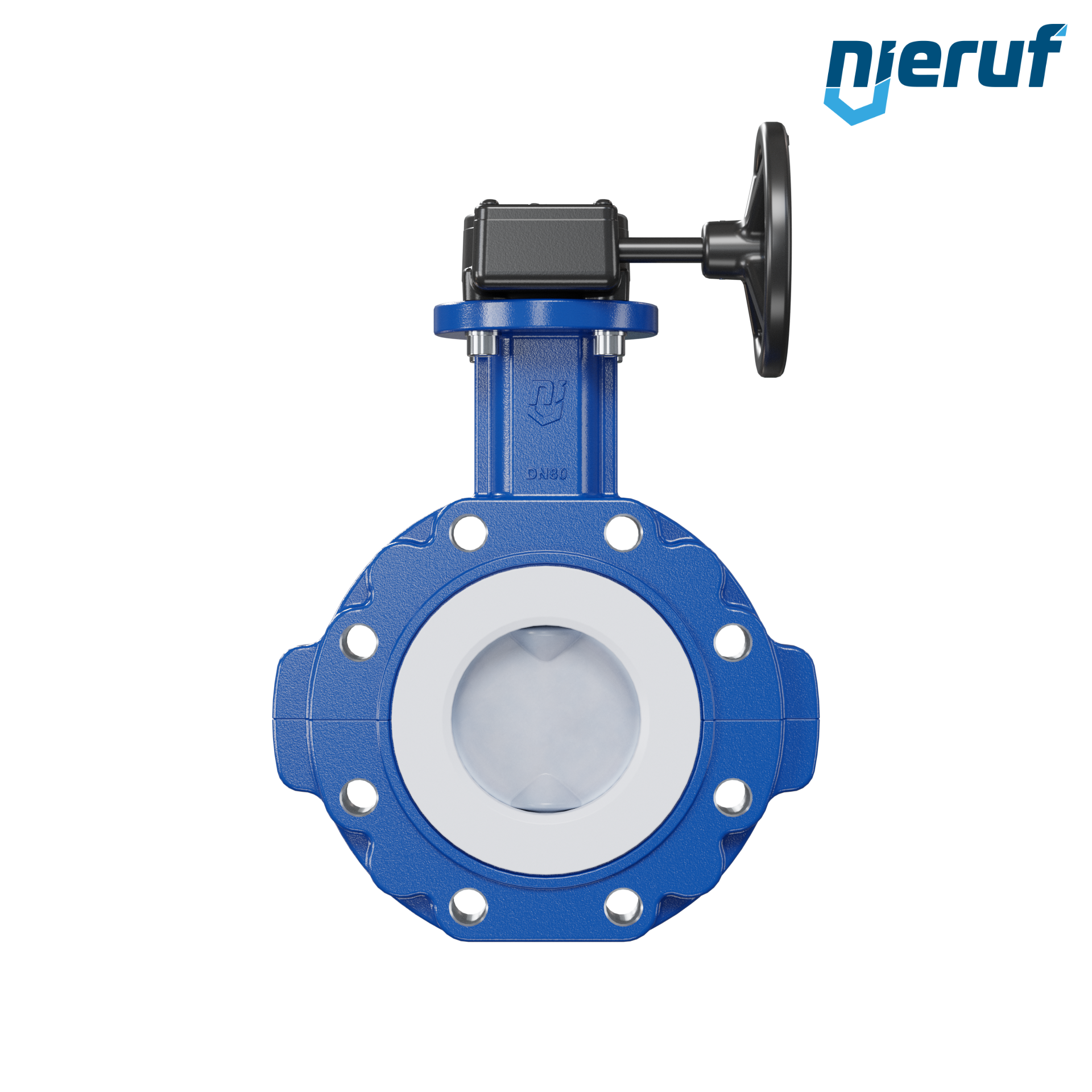 valvola a farfalla PFA PTFE AK10 DN80 PN10-PN16 volantino manuale inserto in FKM