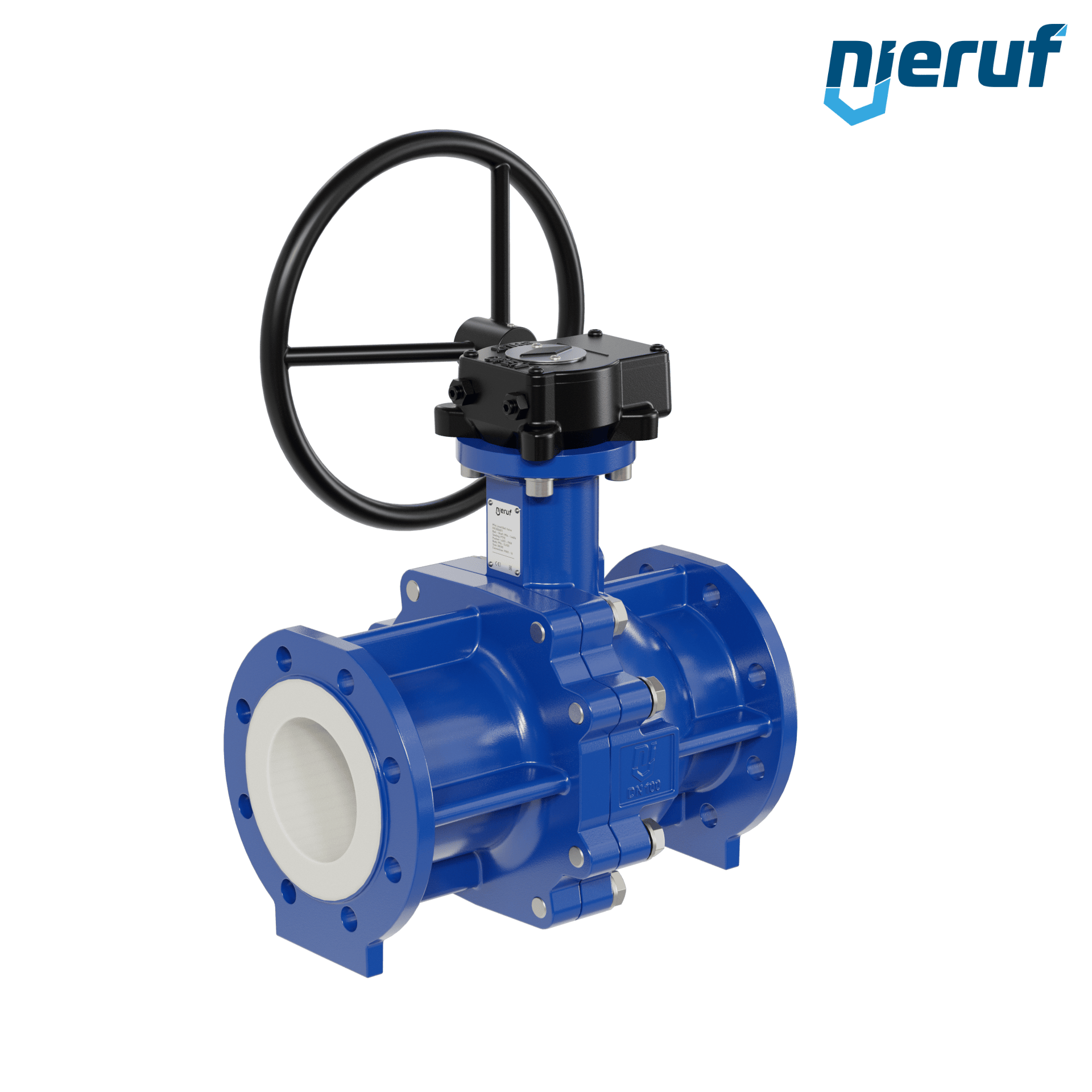 valvola a sfera flangiata PFA FK13 DN100 - 4" pollici PN10/16 in ghisa sferoidale 5.3103 con volantino manuale