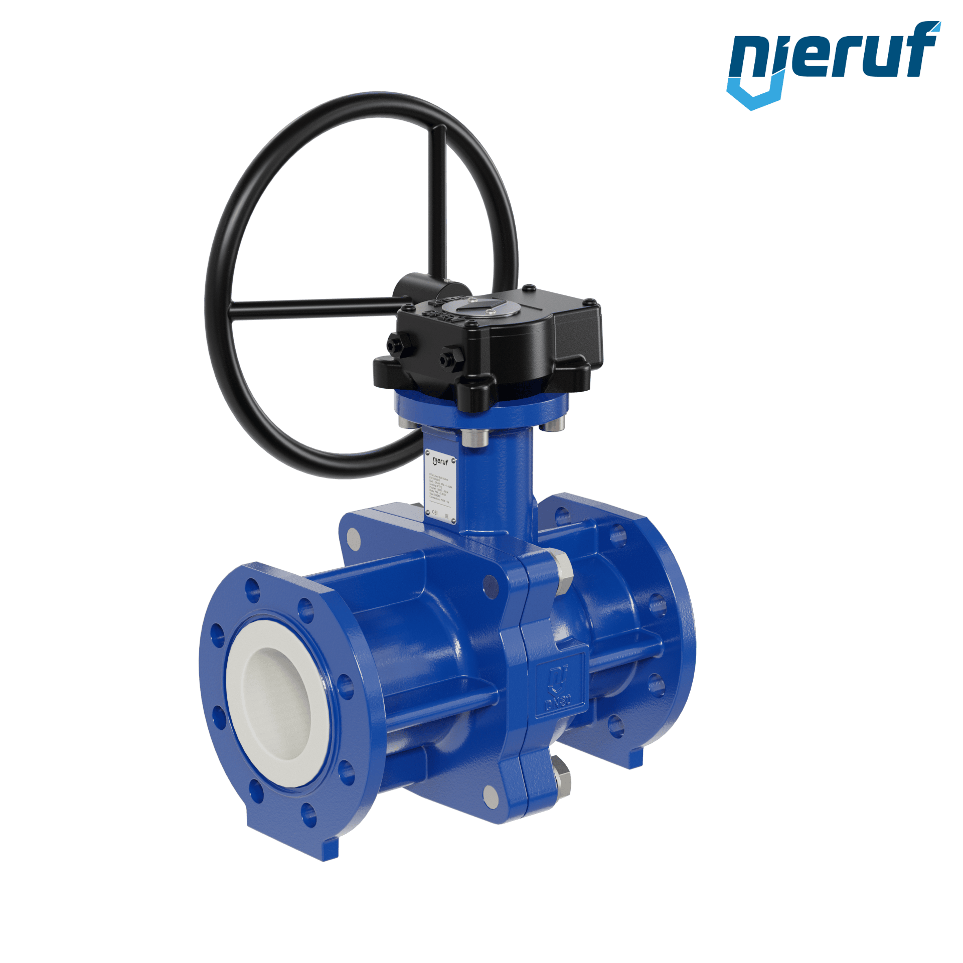 valvola a sfera flangiata PFA FK13 DN80 - 3" pollici PN10/16 in ghisa sferoidale 5.3103 con volantino manuale