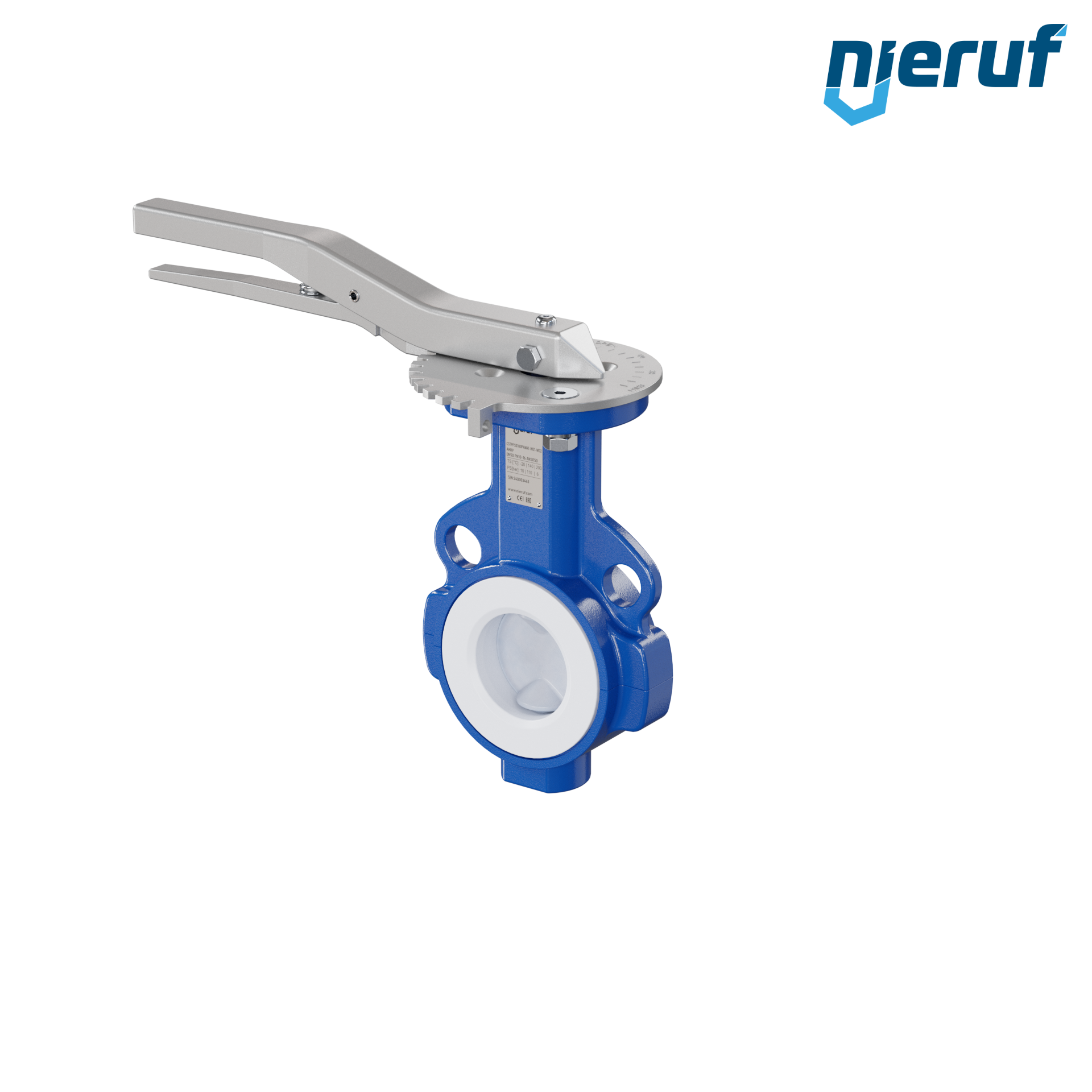 valvola a farfalla PFA PTFE AK09 DN50 ANSI150 leva inserto in FKM