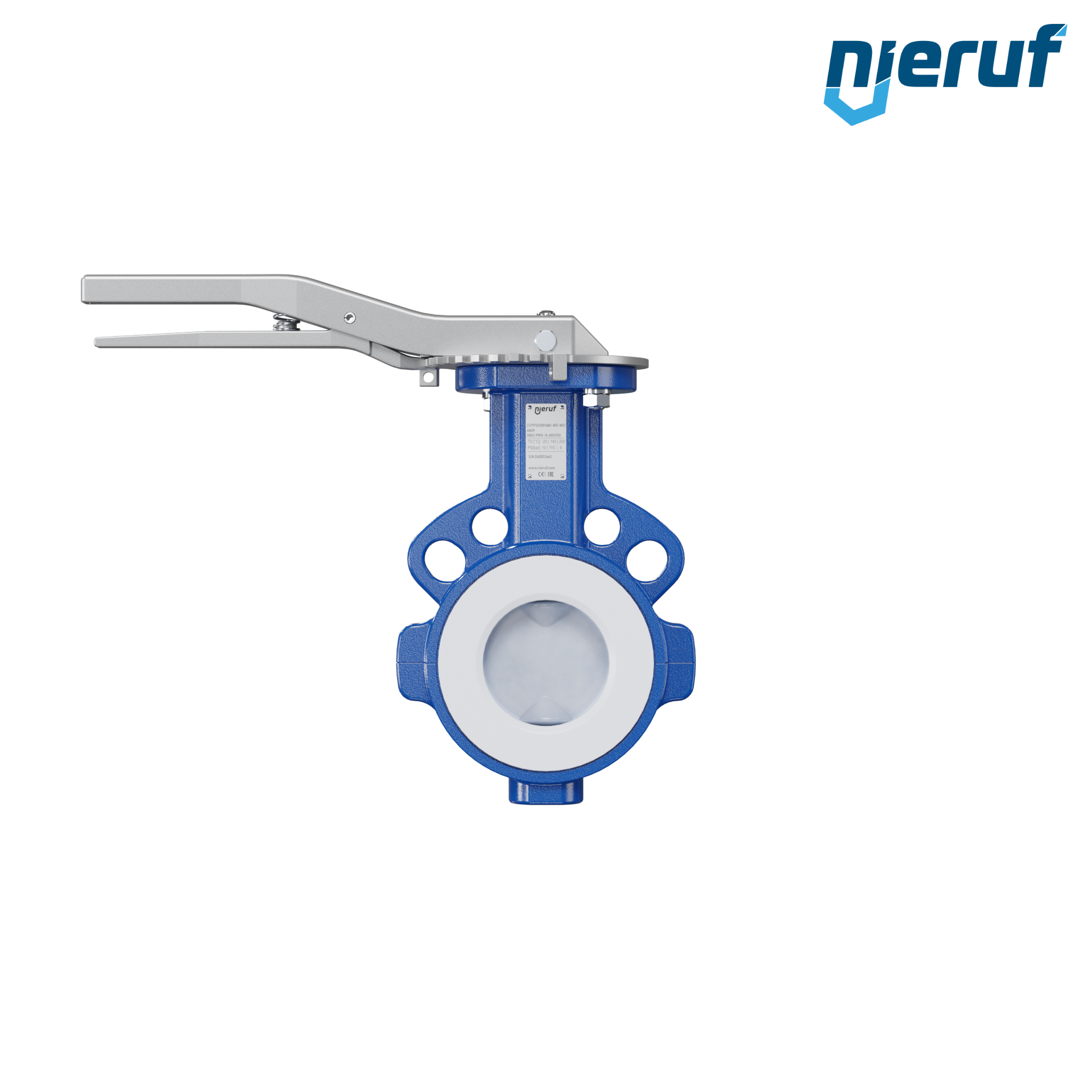 valvola a farfalla PTFE AK09 DN65 PN10-PN16 leva inserto in silicone valvola a farfalla PFA PTFE AK09 DN65 ANSI150 leva inserto in FKM