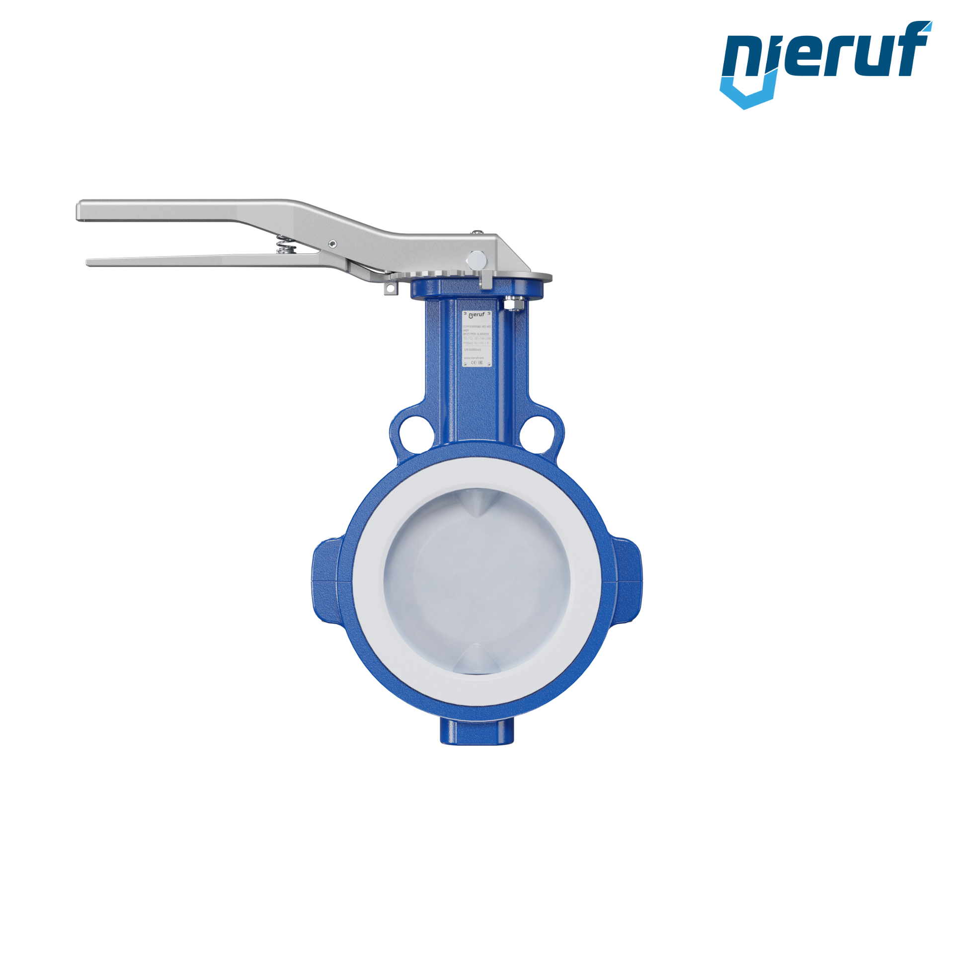 valvola a farfalla PFA PTFE AK09 DN125 ANSI150 leva inserto in FKM