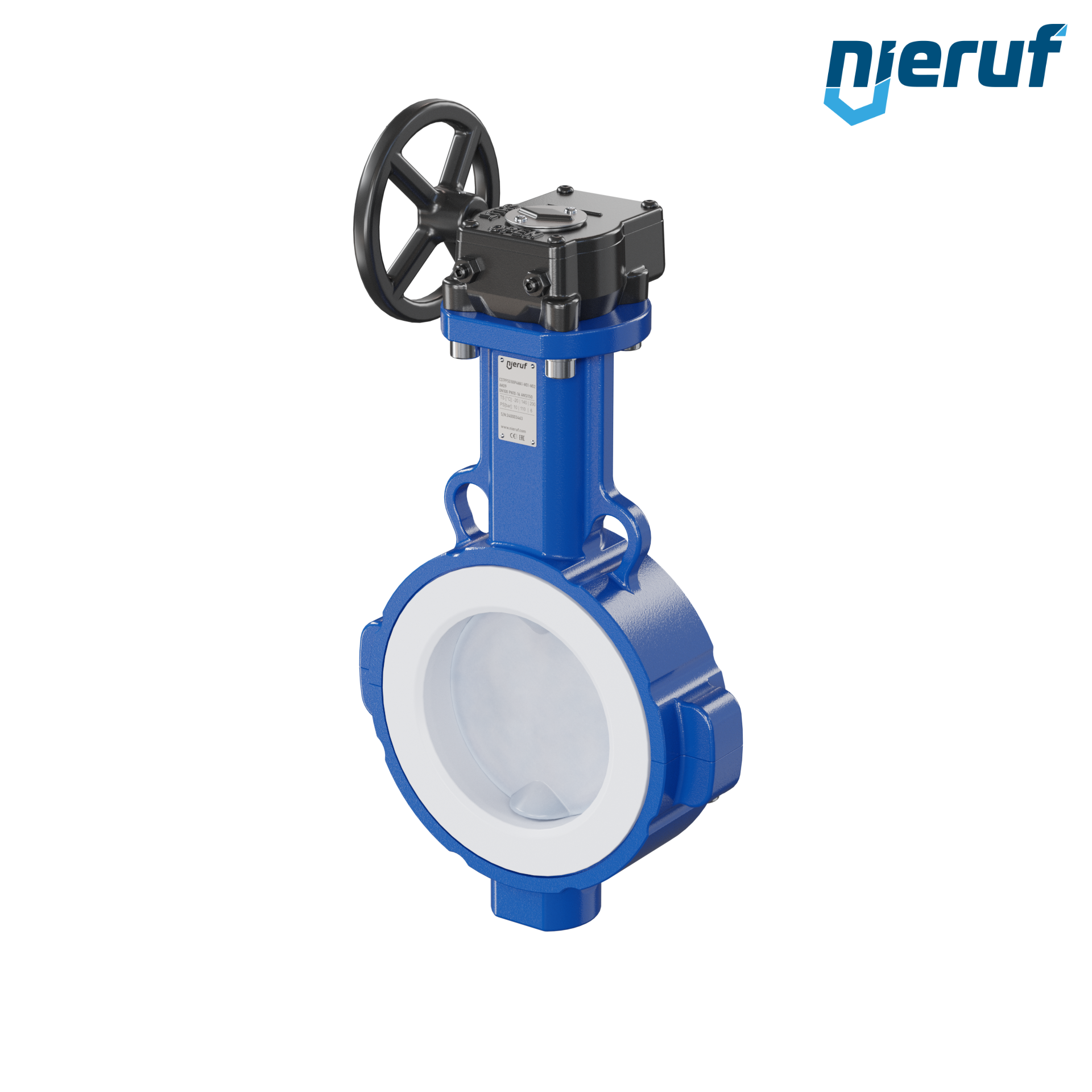 valvola a farfalla PFA PTFE AK09 DN100 ANSI150 volantino manuale inserto in FKM