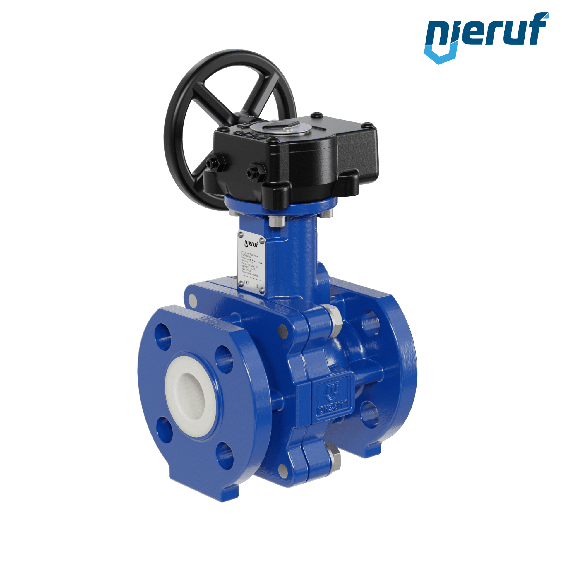 valvola a sfera flangiata PFA FK13 DN25 - 1" pollici ANSI 150 inghisa sferoidale 5.3103 con volantino manuale