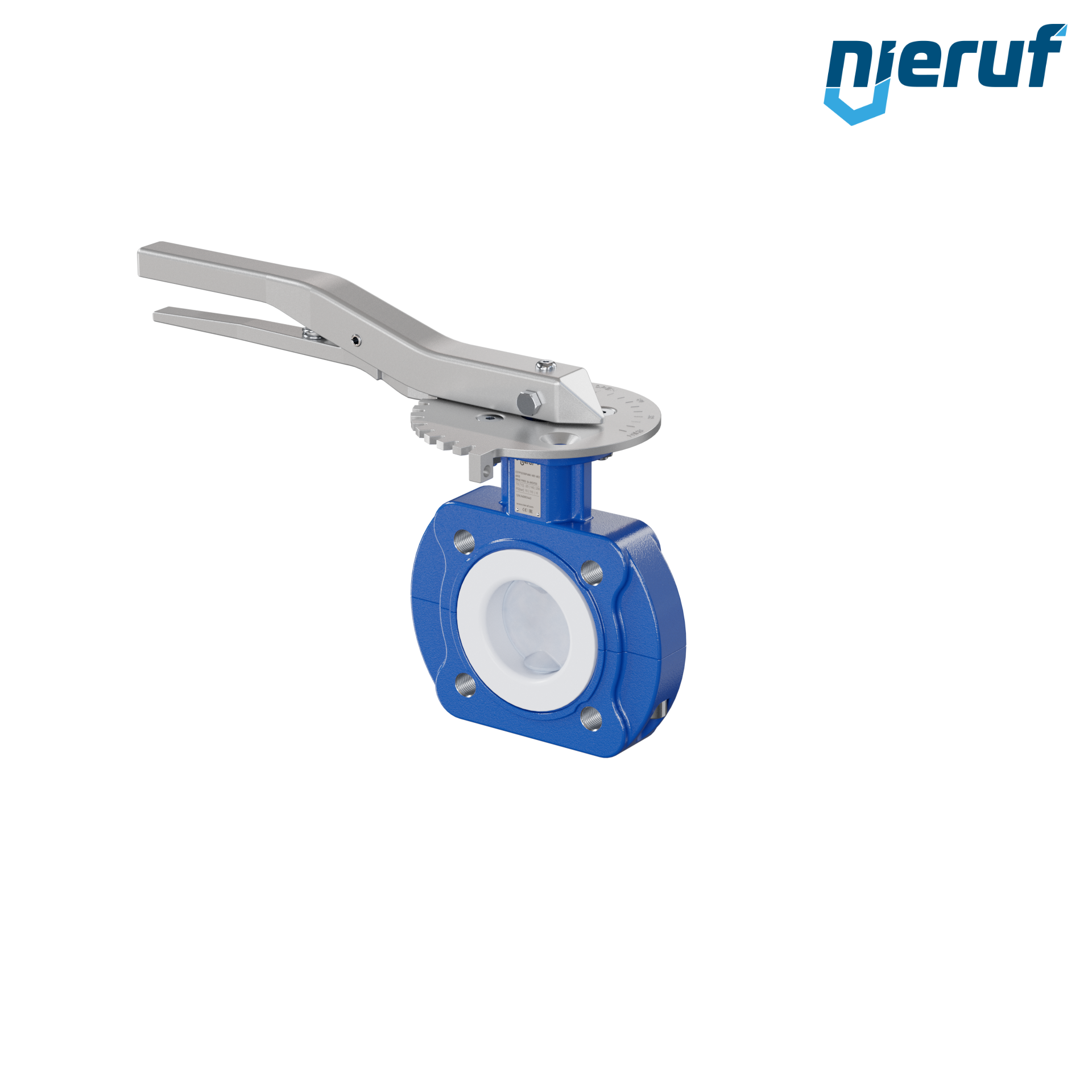 valvola a farfalla PFA PTFE AK10 DN40 ANSI150 leva inserto in FKM