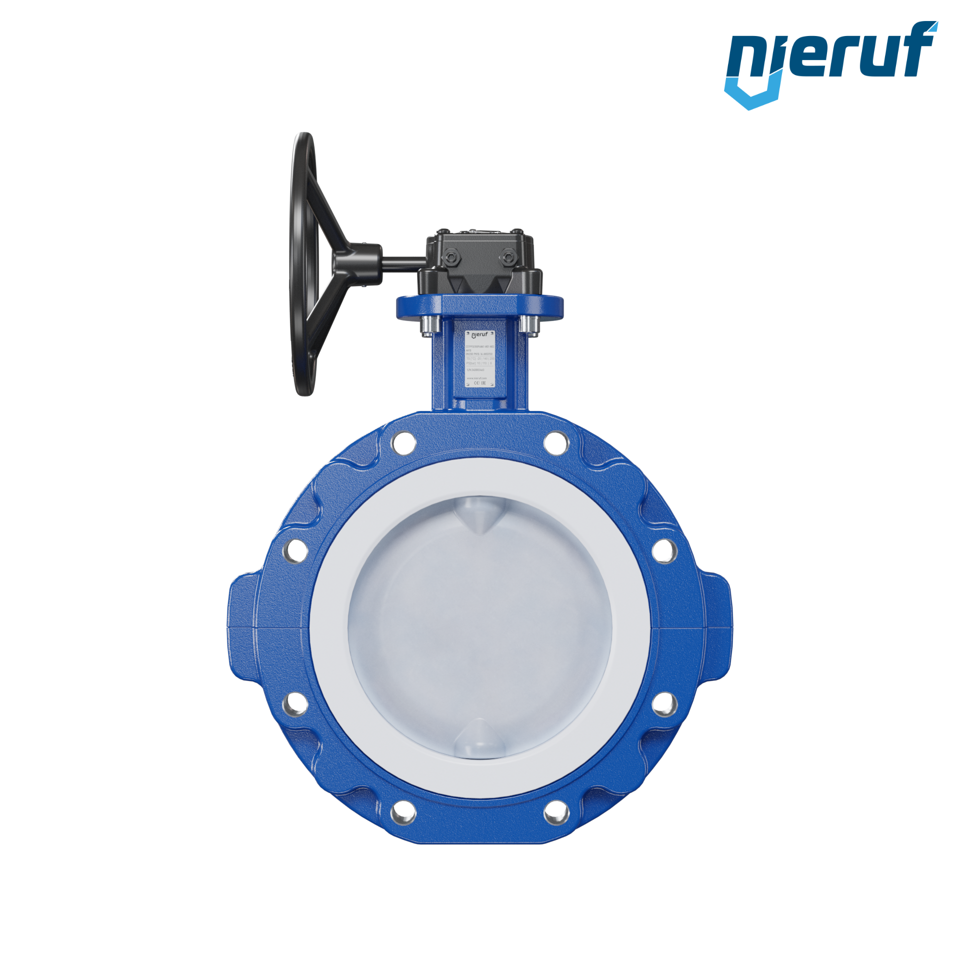 valvola a farfalla PFA PTFE AK10 DN200 PN10 volantino manuale inserto in FKM