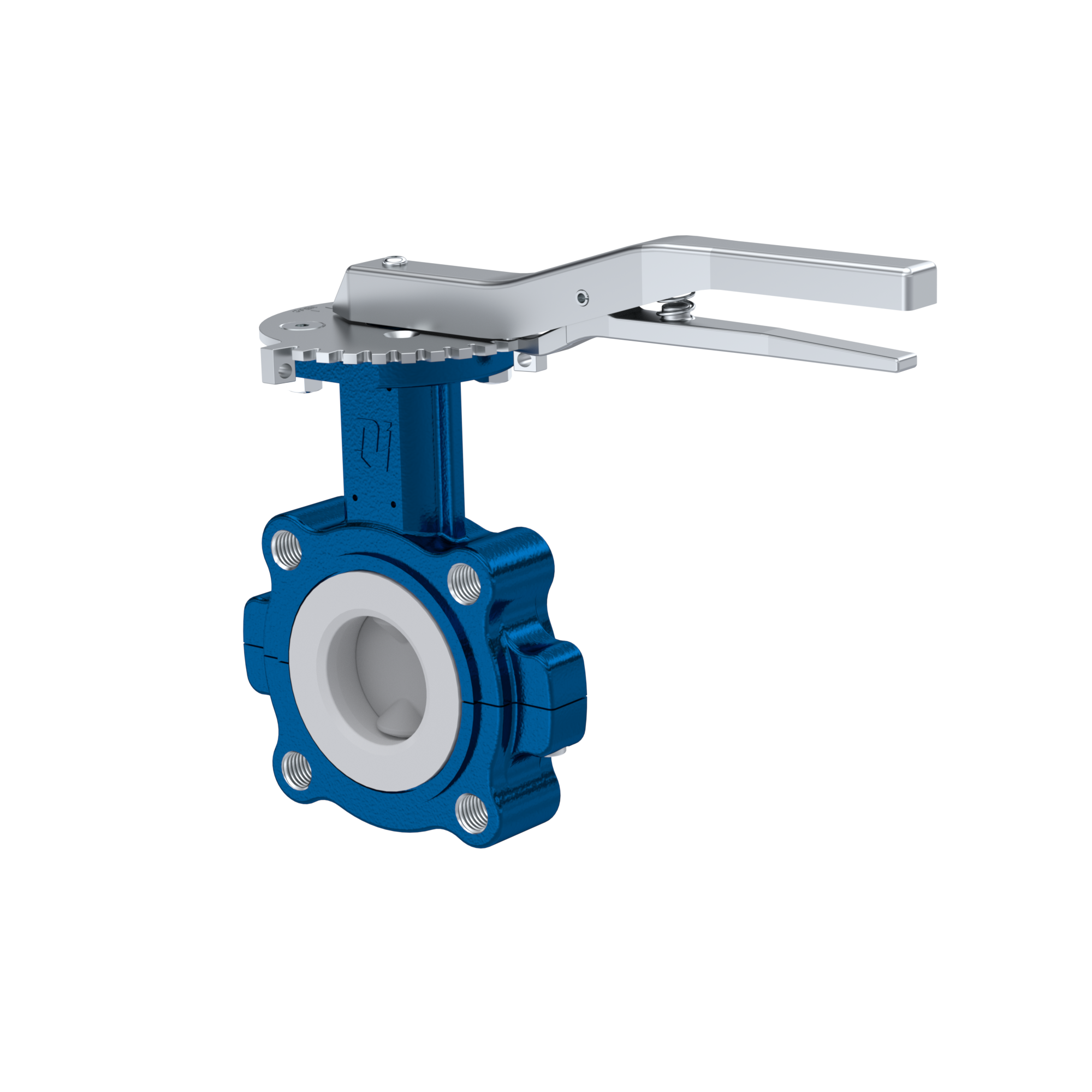 PFA-Butterfly-valve PTFE AK10 DN50 PN10-PN16 lever silicone insert
