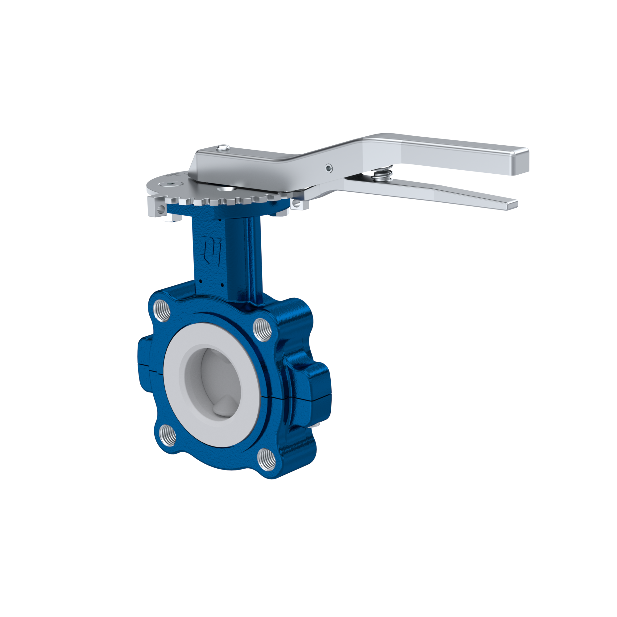 Przepustnica PFA PTFE AK10 DN50 PN10-PN16 dźwignia ręczna wkladka Silikon