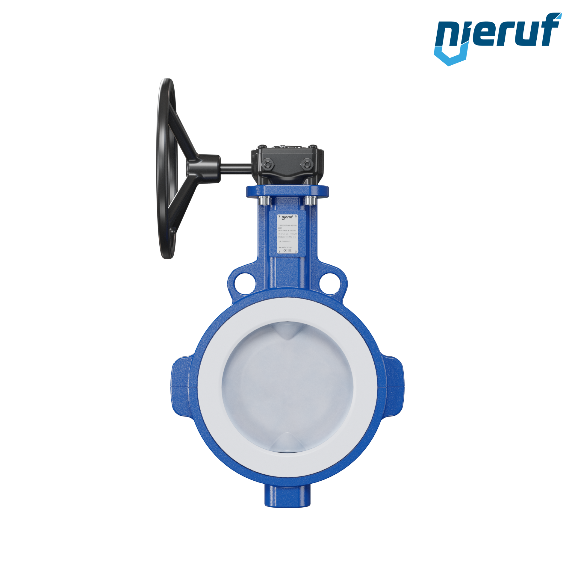 valvola a farfalla PFA PTFE AK09 DN150 ANSI150 volantino manuale inserto in FKM