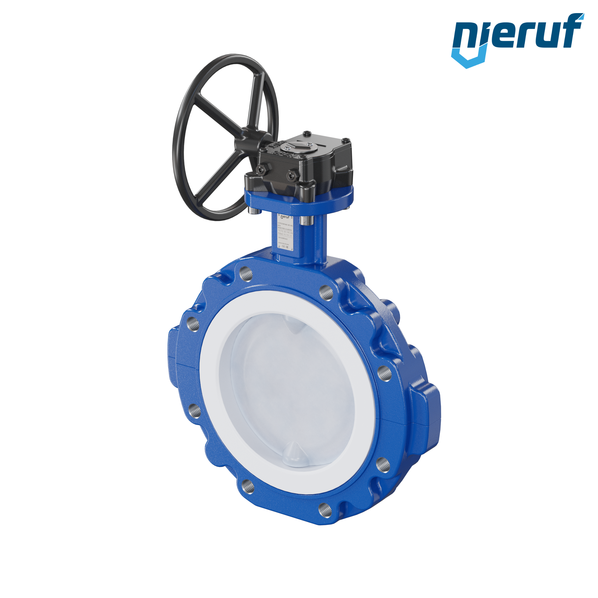 valvola a farfalla PFA PTFE AK10 DN200 PN10 volantino manuale inserto in FKM
