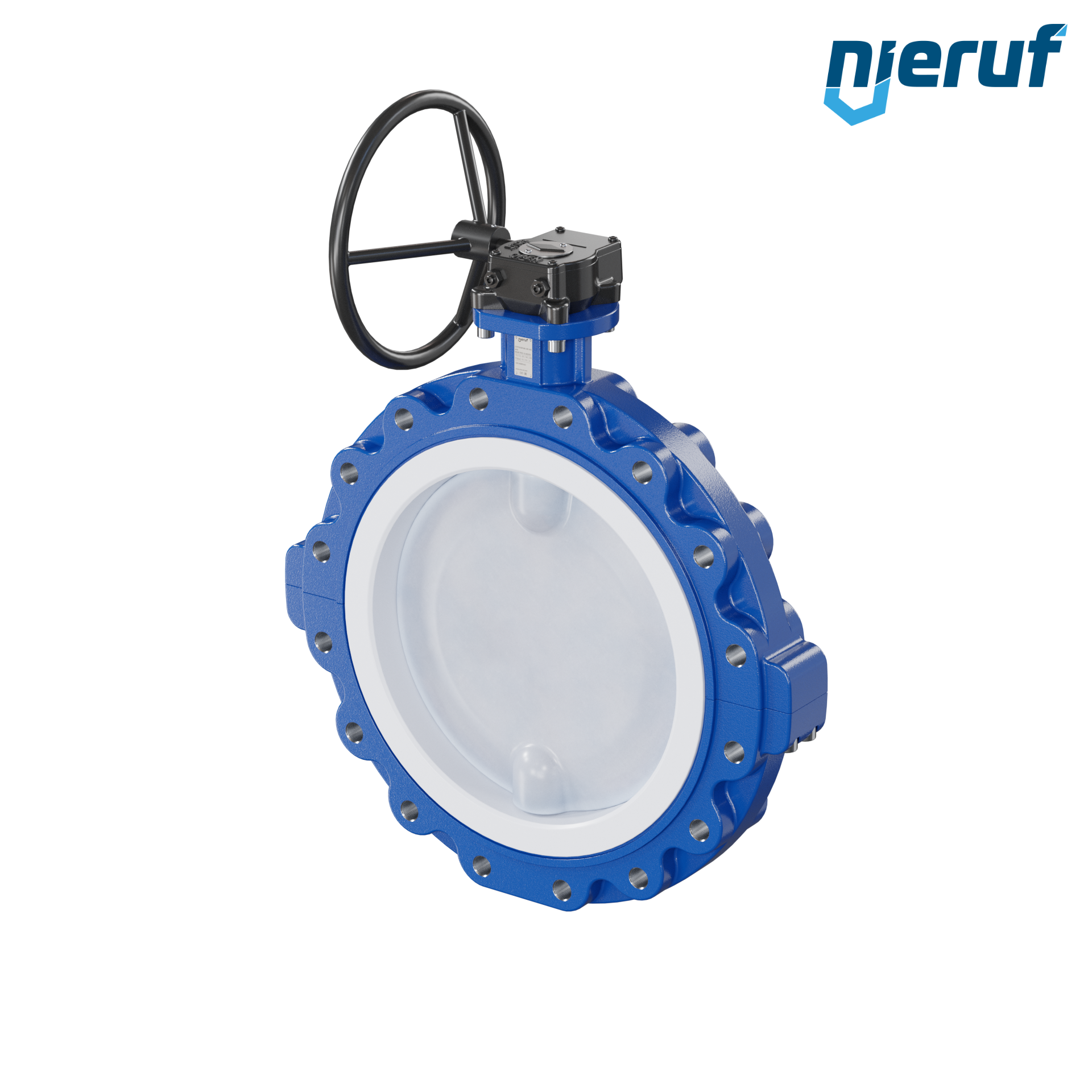 valvola a farfalla PFA PTFE AK10 DN400 ANSI150 volantino manuale inserto in FKM