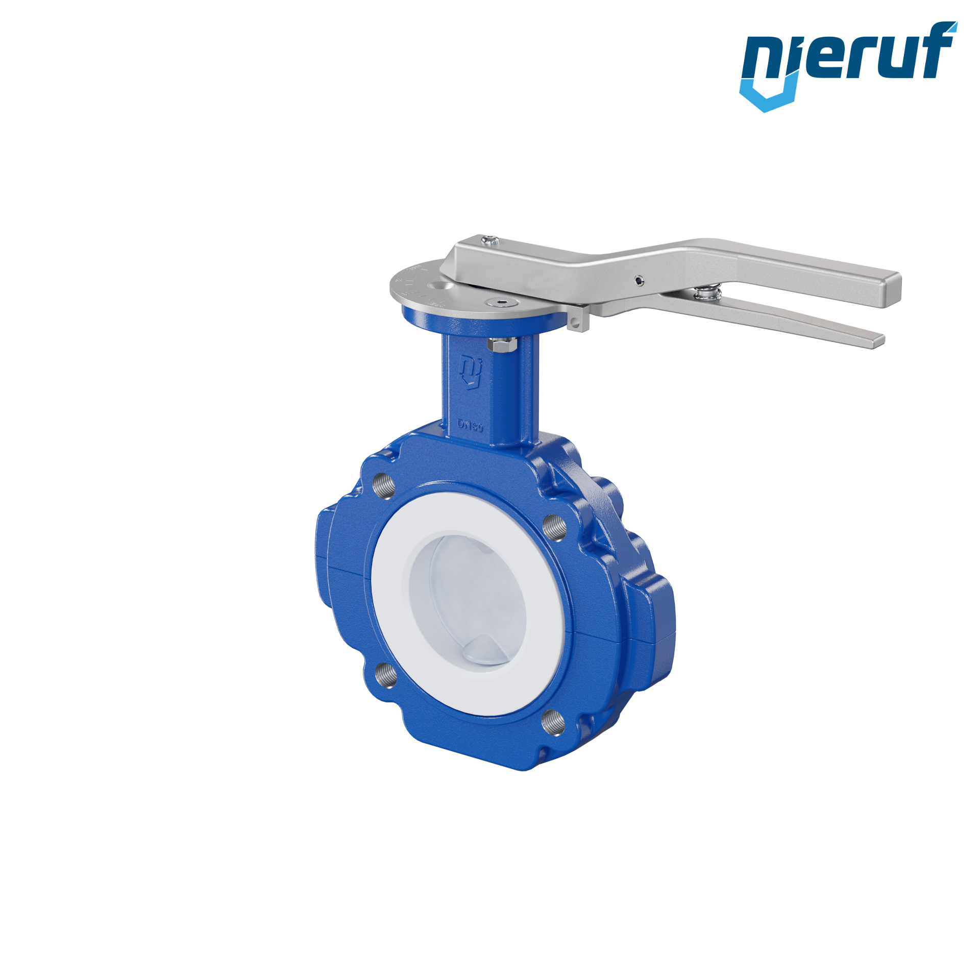 valvola a farfalla PFA PTFE AK10 DN80 ANSI150 leva inserto in FKM