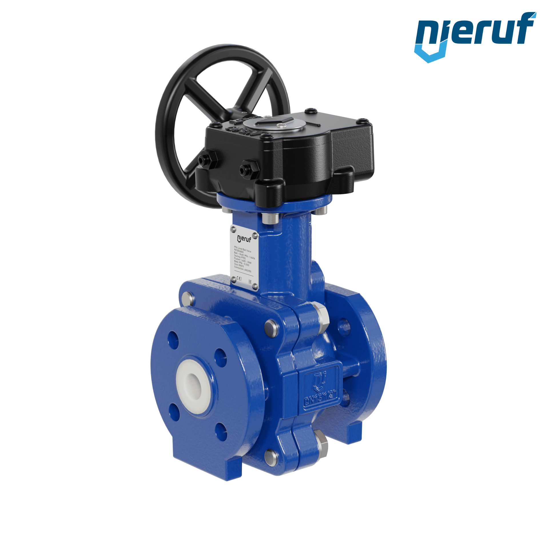 valvola a sfera flangiata PFA FK13 DN15 - 1/2" pollici ANSI 150 inghisa sferoidale 5.3103 con volantino manuale