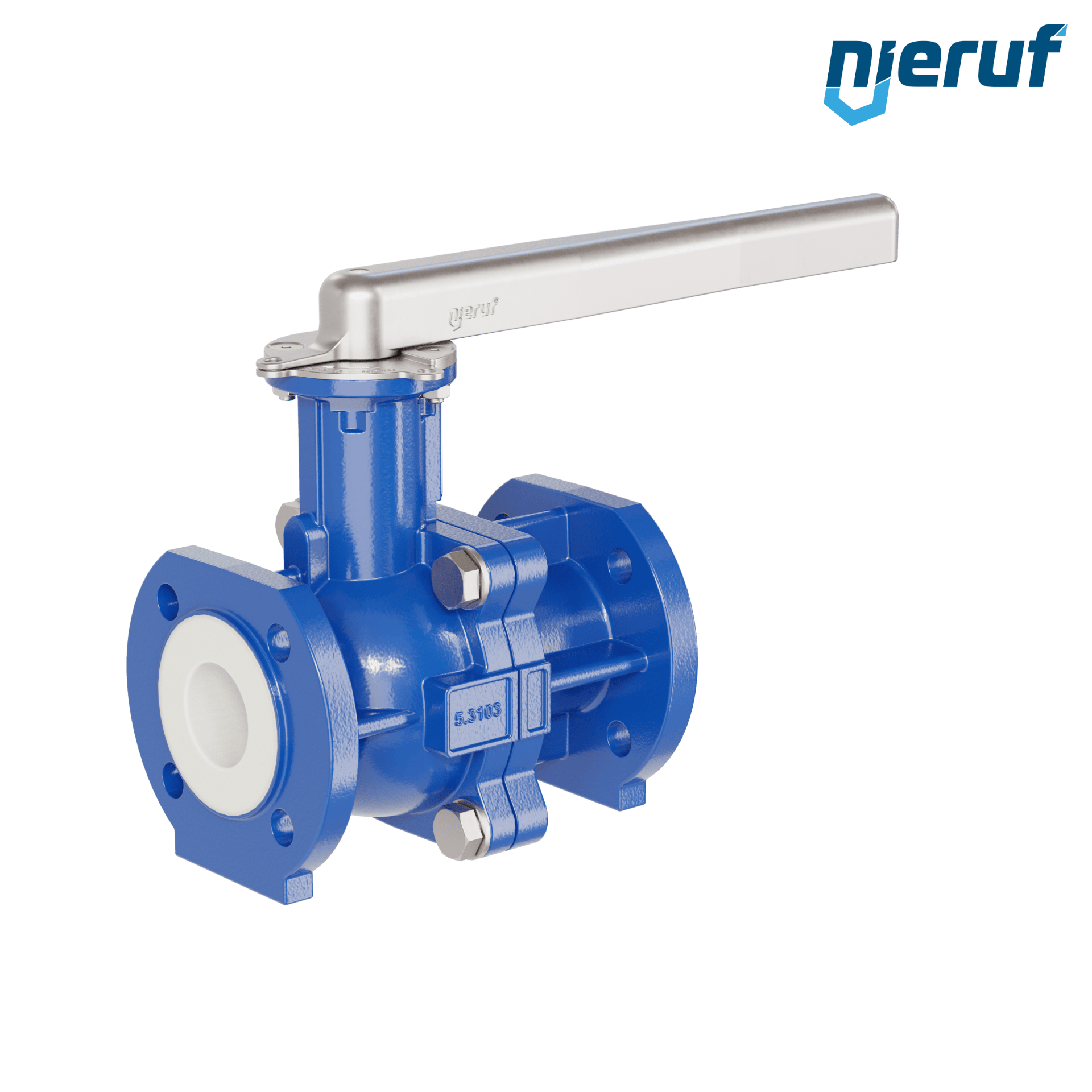 valvola a sfera flangiata PFA FK13 DN50 - 2" pollici PN10/16 in ghisa sferoidale 5.3103 con leva in acciaio